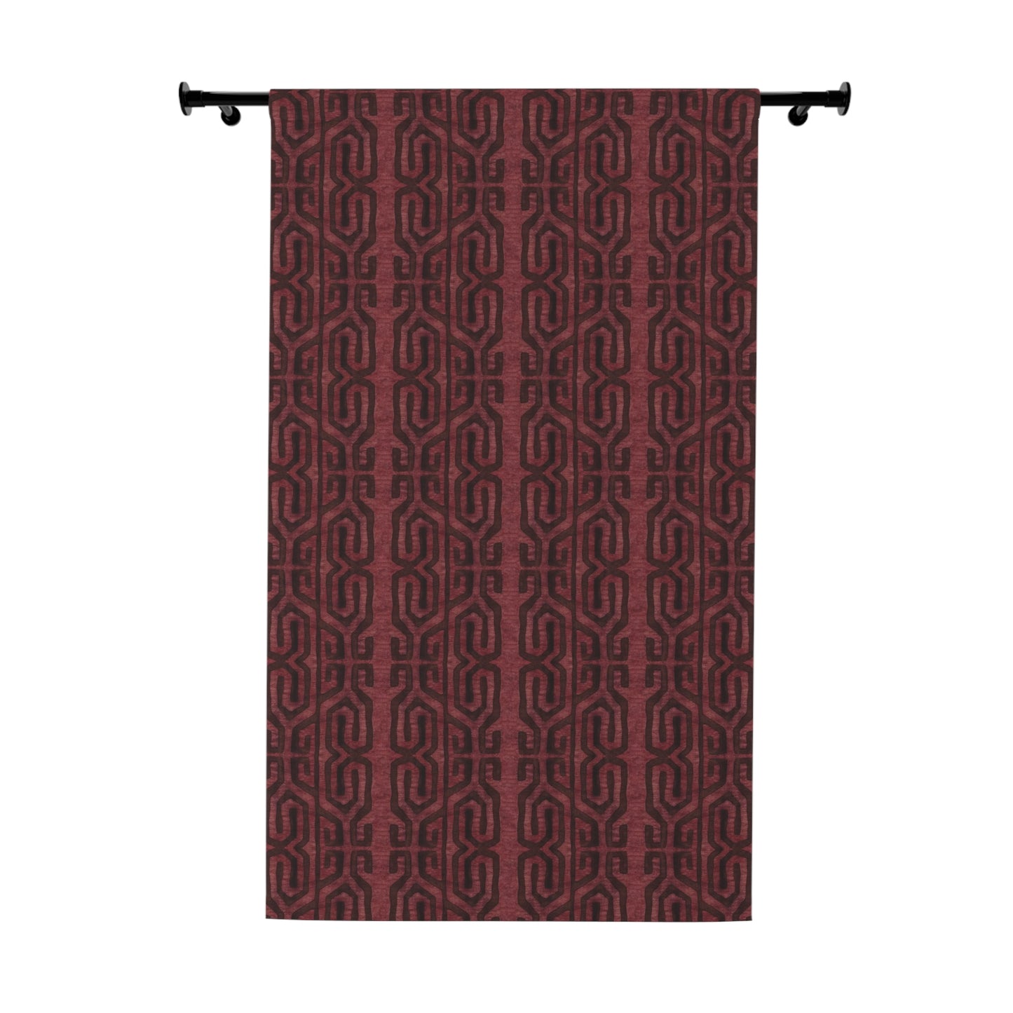 Modern Boho Blackout Curtains in Tribal Kuba Cloth - Wine