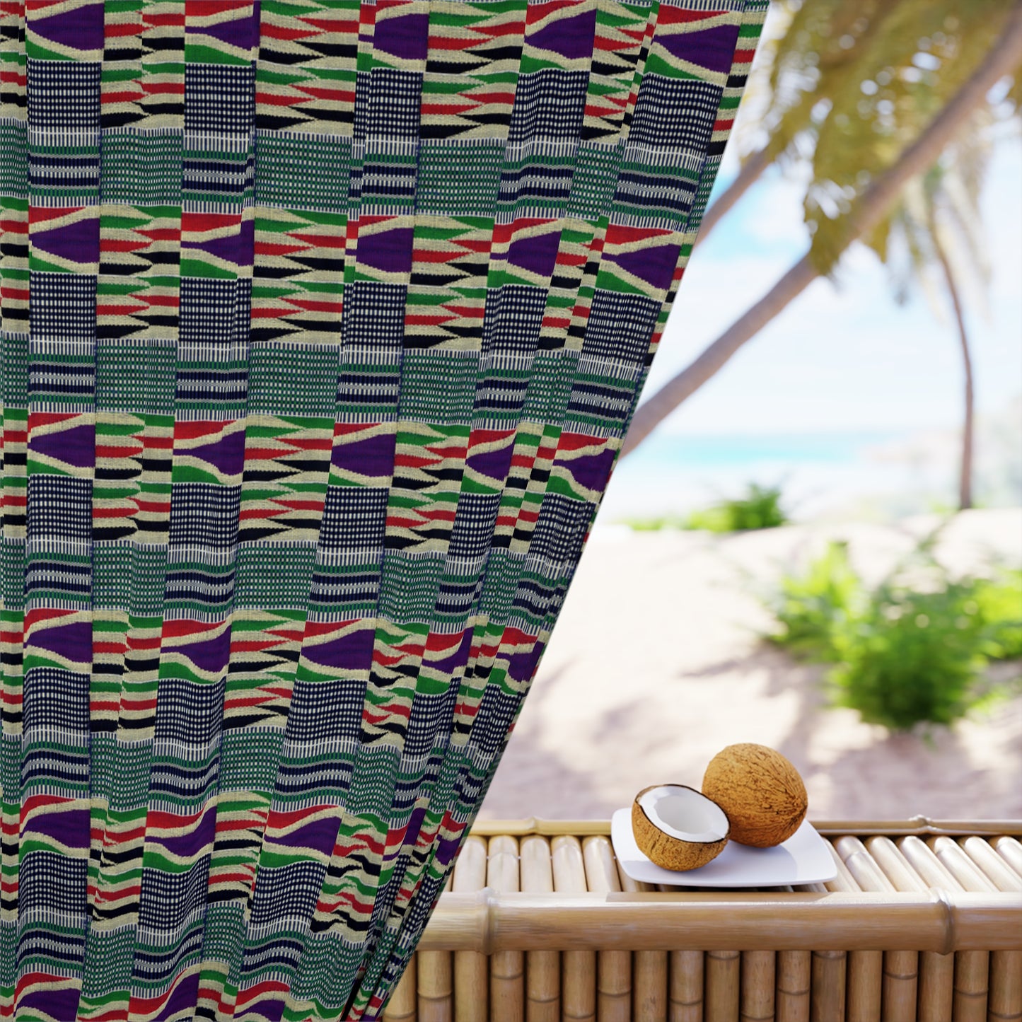 Boho Curtains in African Kente Cloth Inspired - Traditional