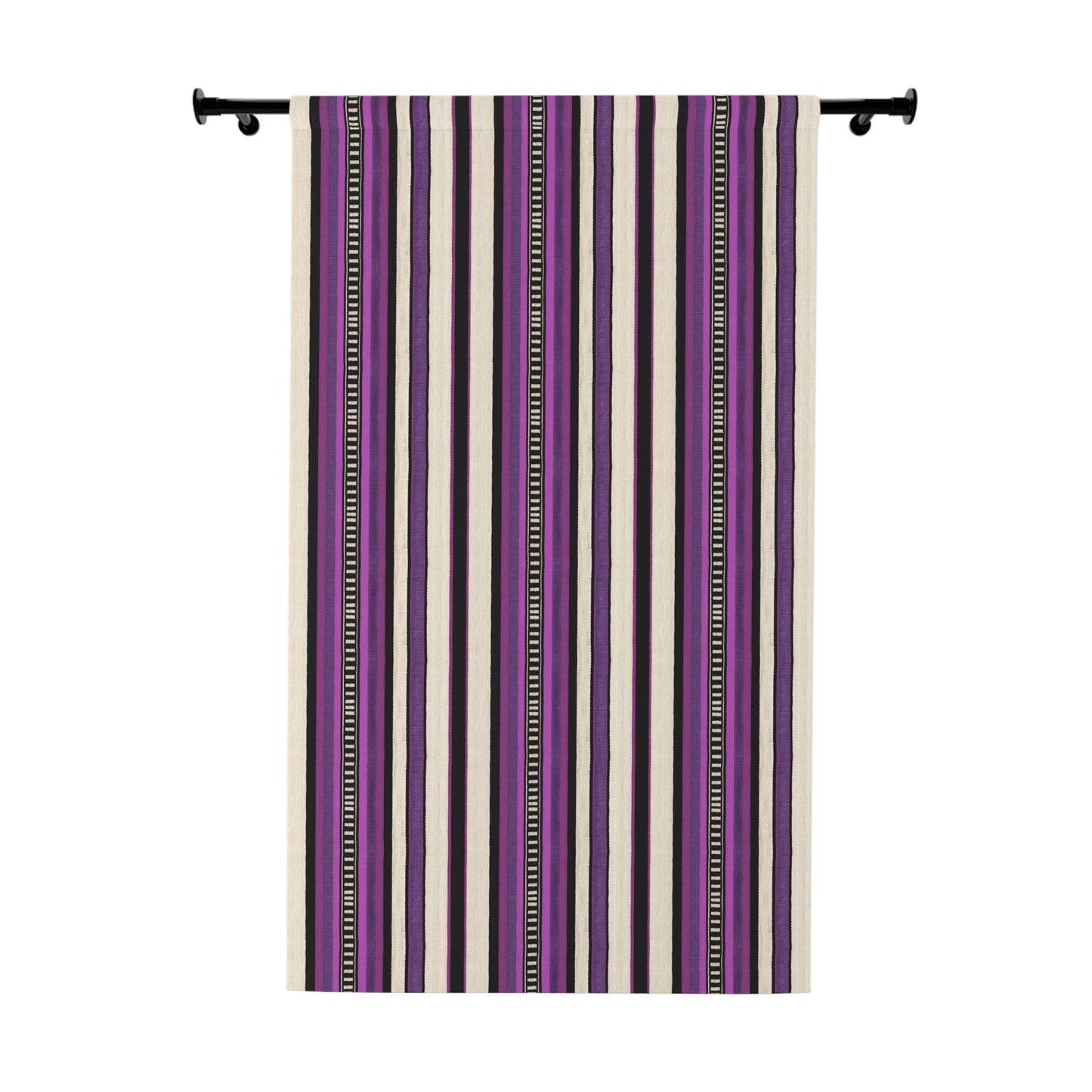 Modern Bohemian Curtains with Blackout in Colorful Ethnic Stripes - Purple
