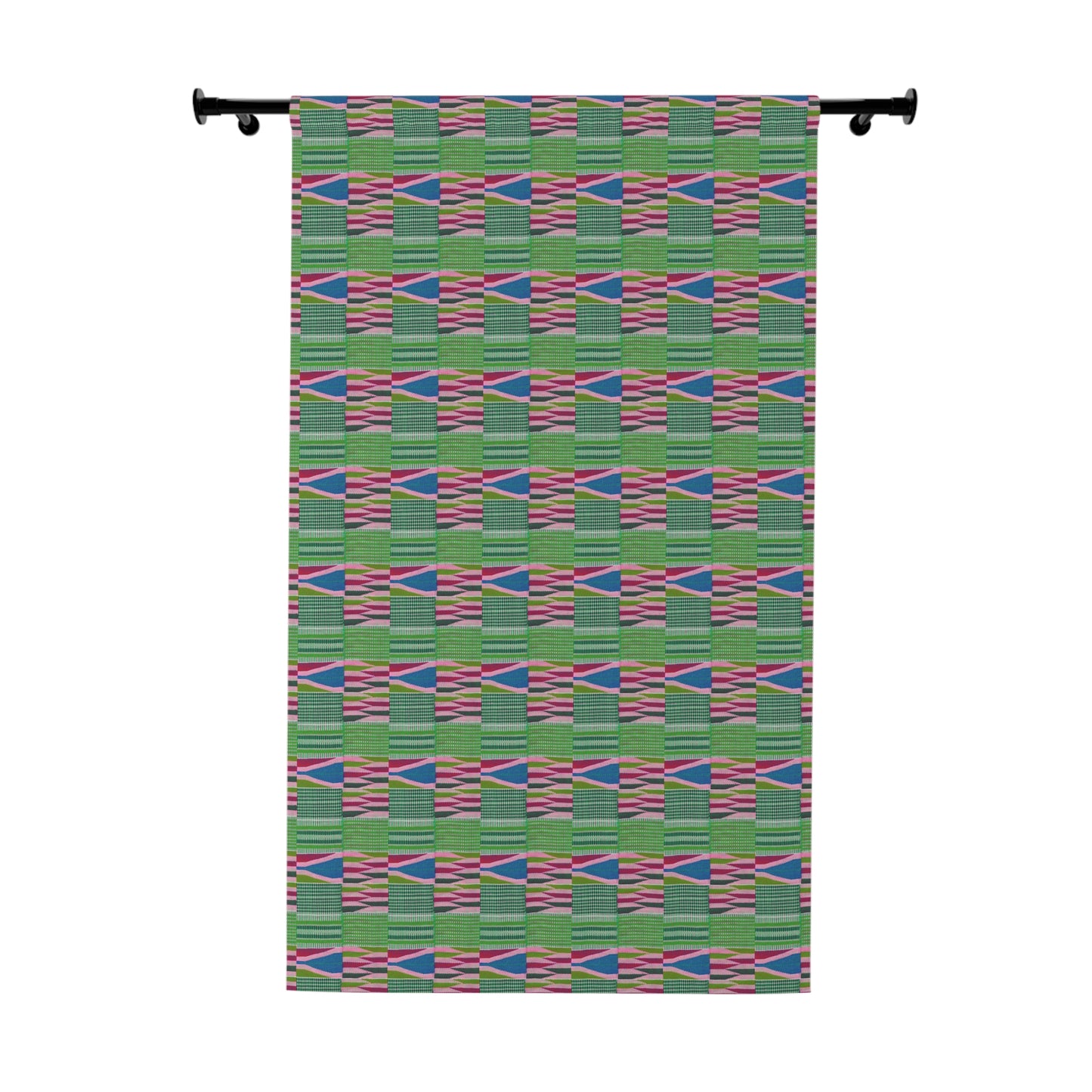 Boho Curtains in African Kente Cloth Inspired - Pink and Green
