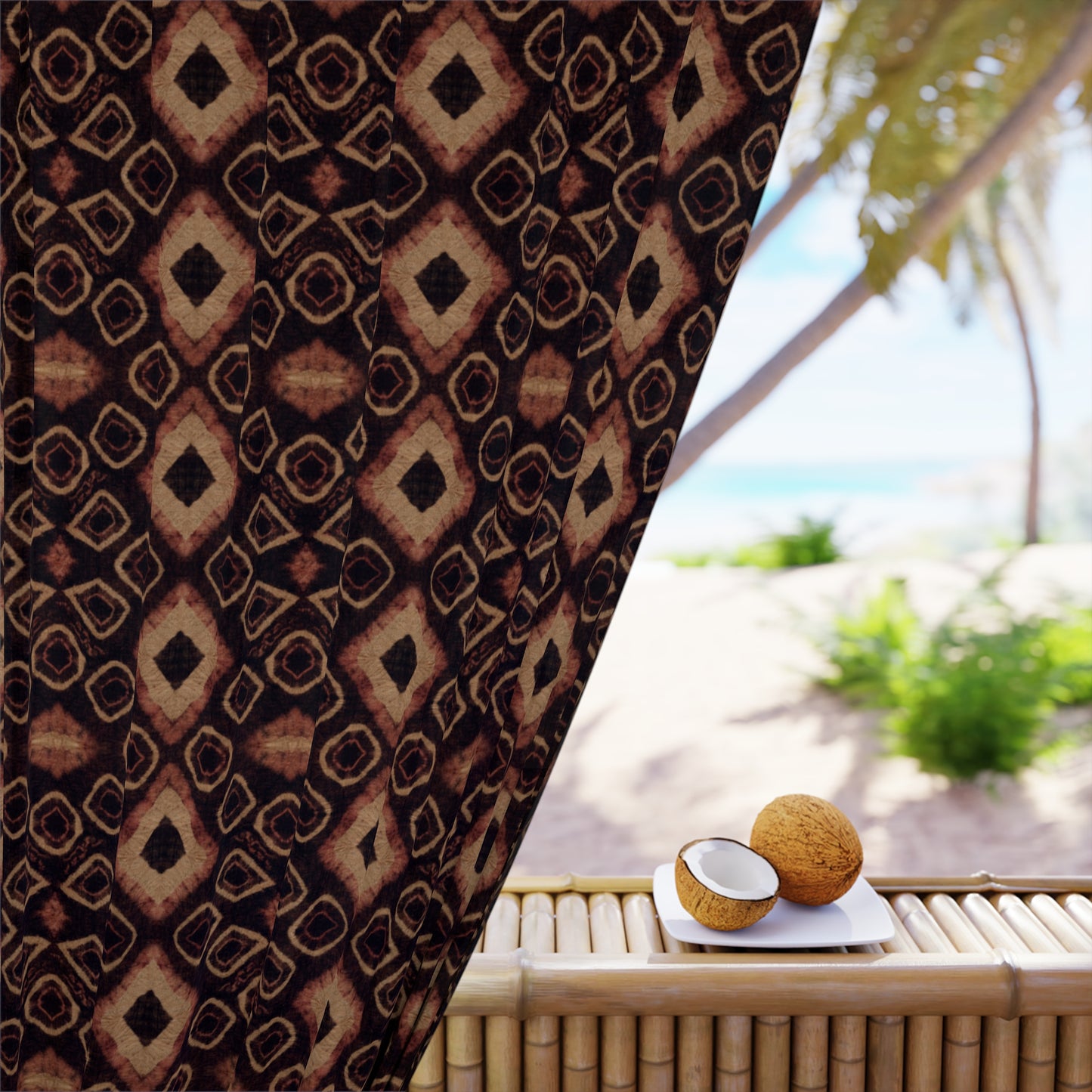 Modern Boho Tie Dye Window Curtains - Earthtones