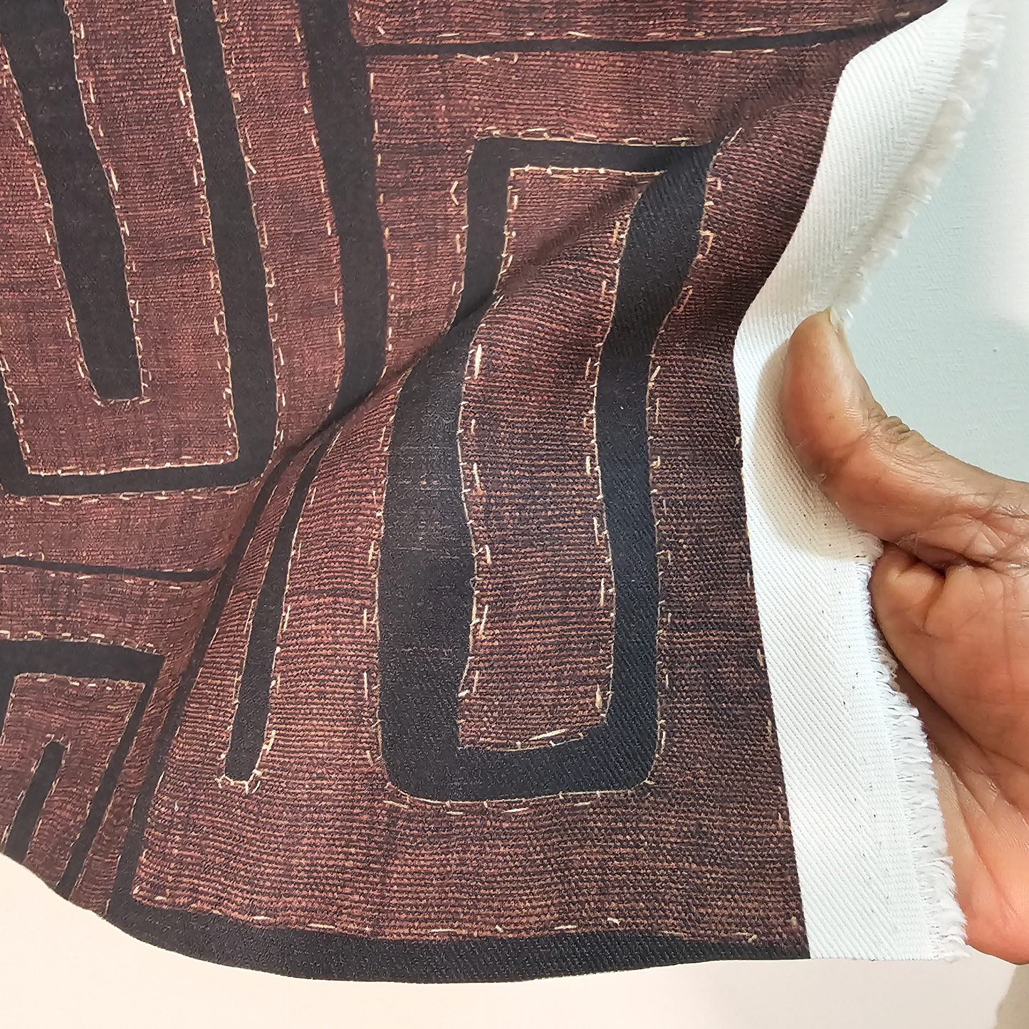 Modern Kuba Cloth Print Fabric - Brown (#103BR)