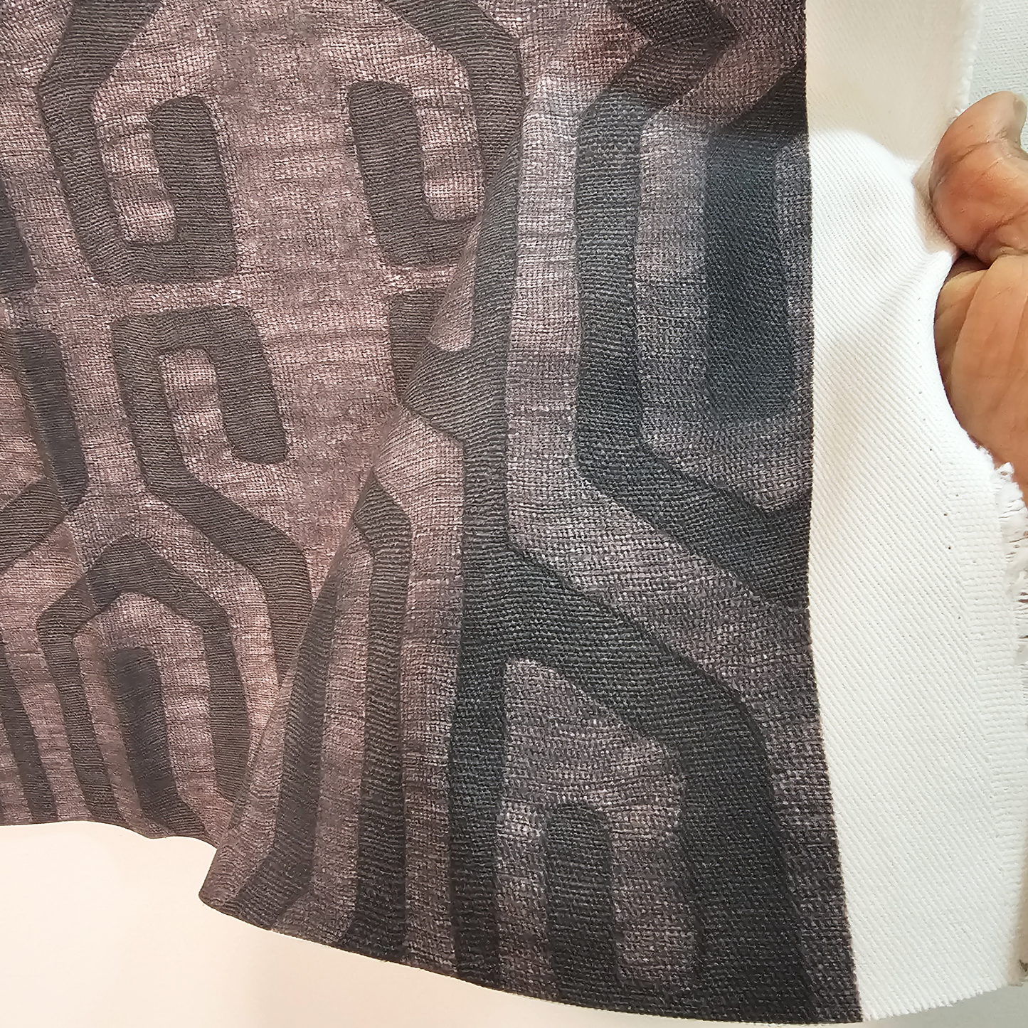 Tribal Kuba Cloth Print Fabric - Warm Charcoal (#104WC)