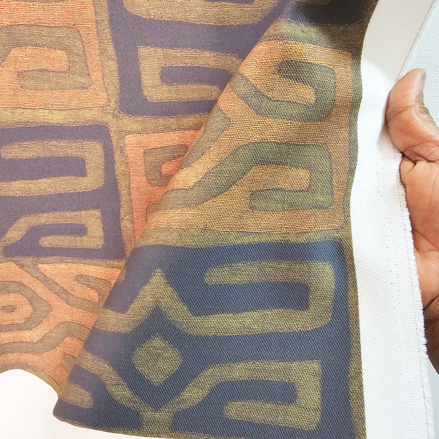Checkered Pattern Kuba Cloth Print Fabric - Earthtones (#106E)