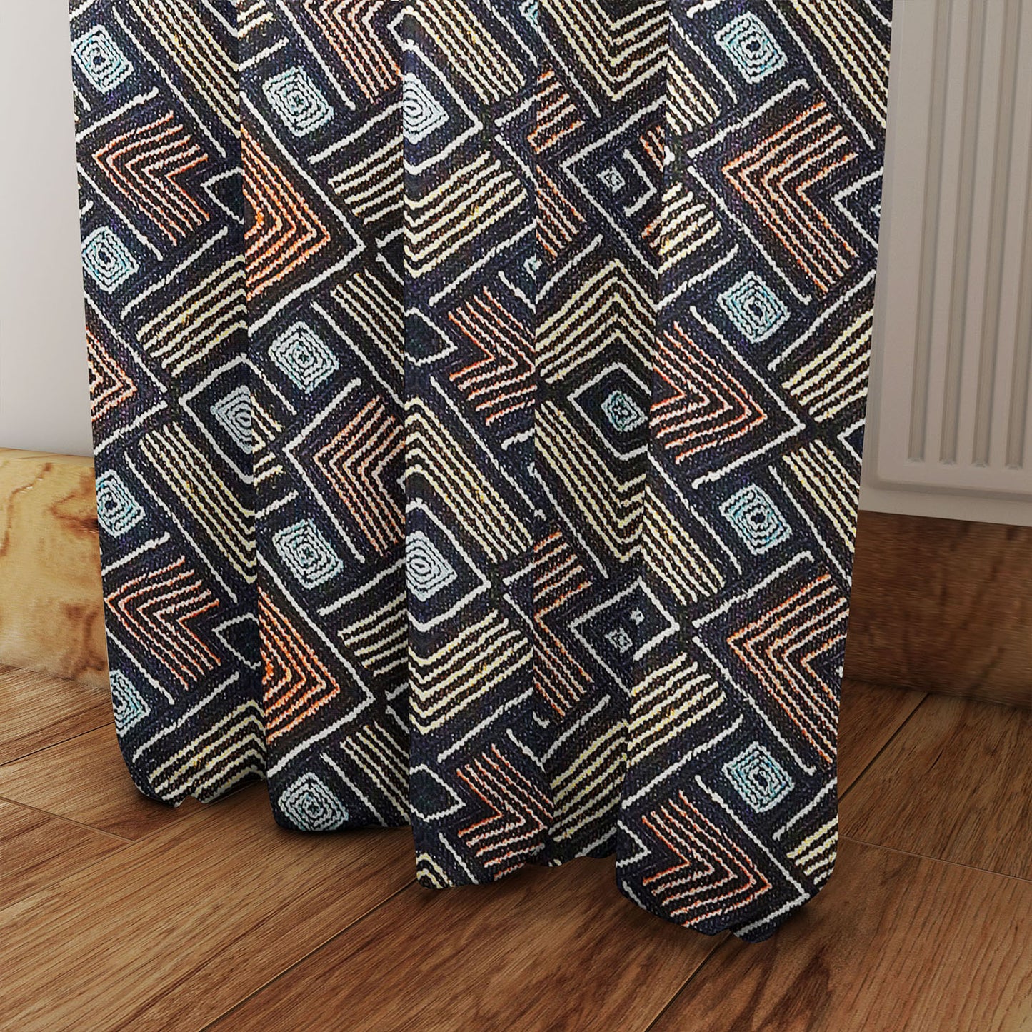 Modern Boho Afrocentric Decor Window Curtains - Orange
