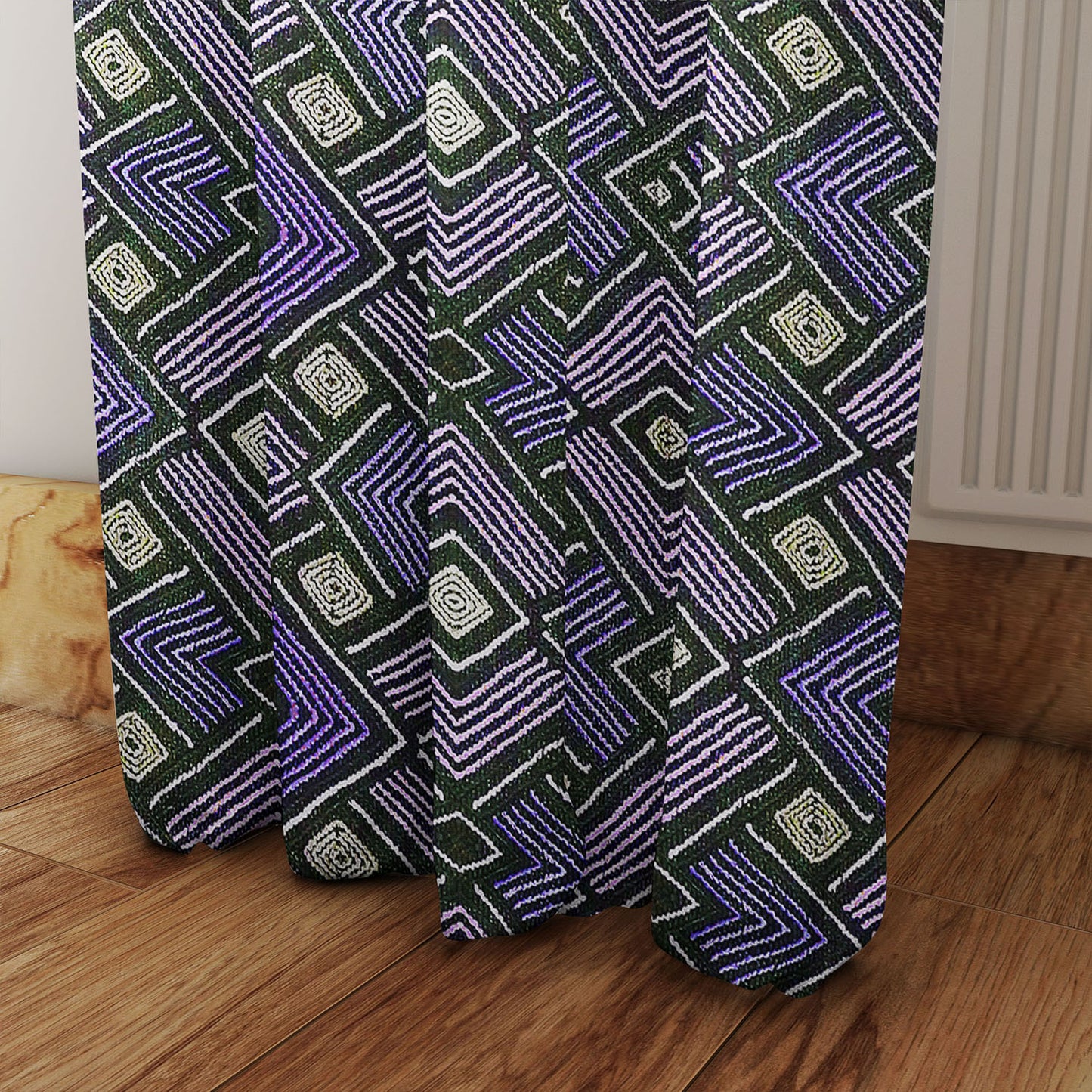 Modern Boho Afrocentric Decor Window Curtains - Purple