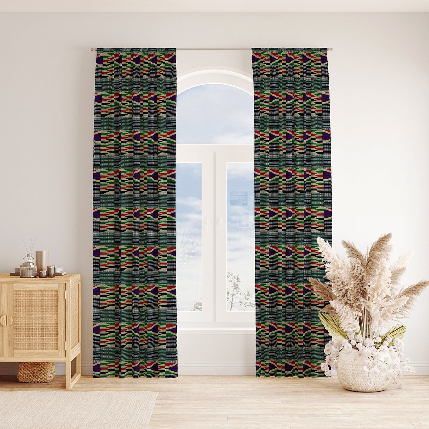 Boho Curtains in African Kente Cloth Inspired - Traditional