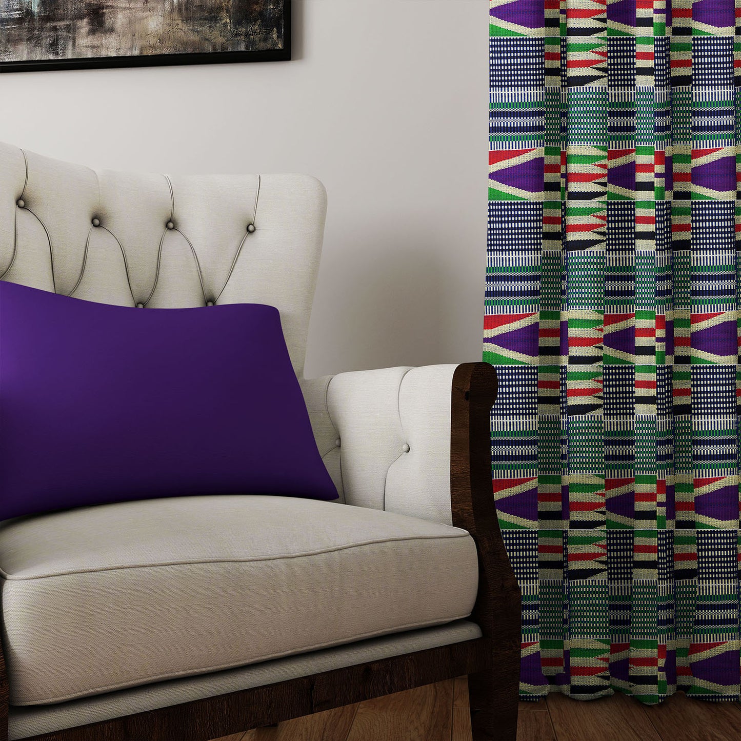 Boho Curtains in African Kente Cloth Inspired - Traditional
