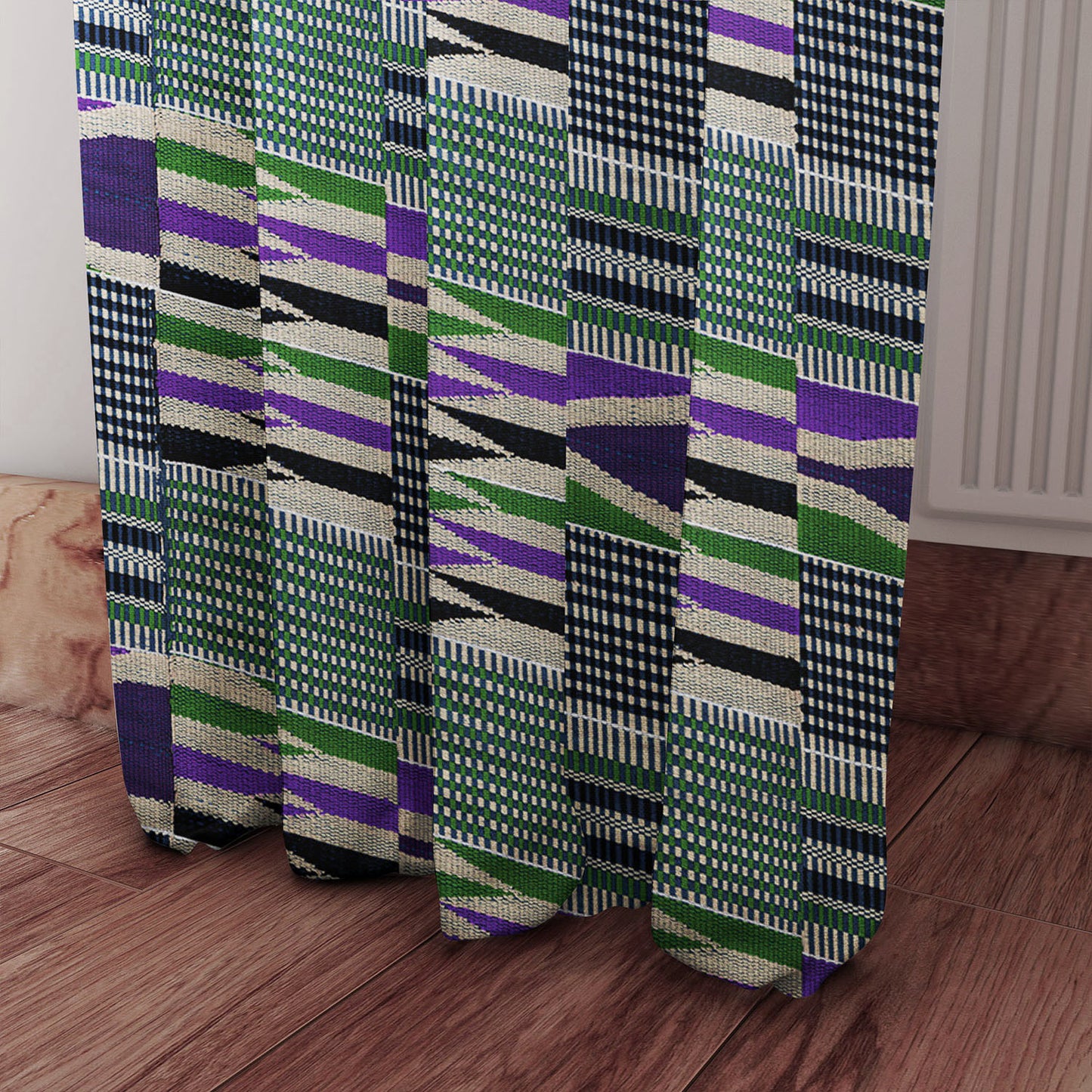 Boho Curtains in African Kente Cloth Inspired - Purple