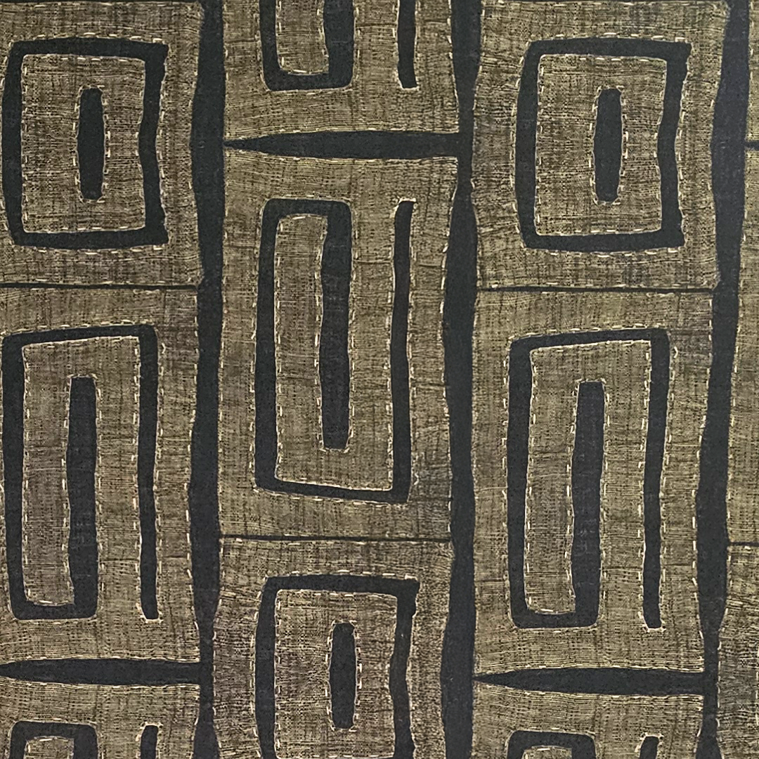 Modern Kuba Cloth Print Fabric - Olive (Item #103OL)