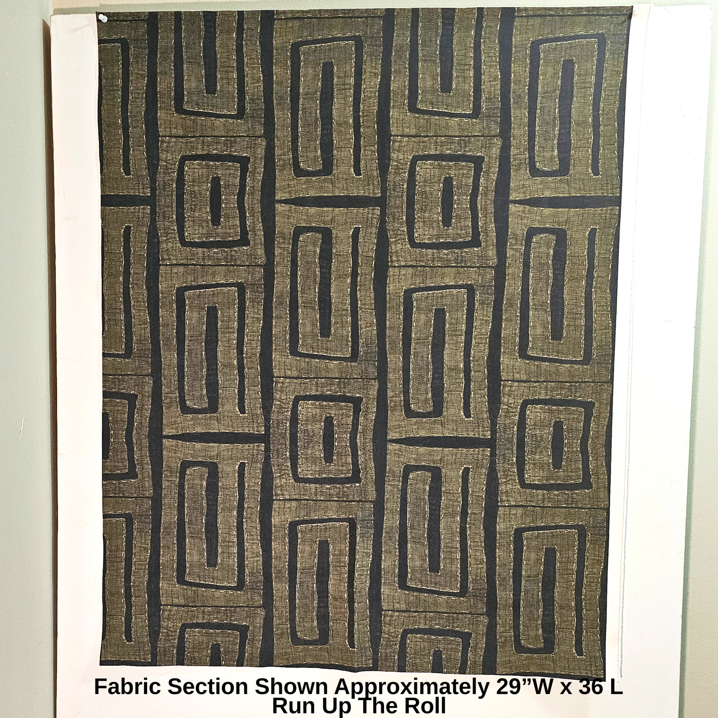 Modern Kuba Cloth Print Fabric - Olive (Item #103OL)