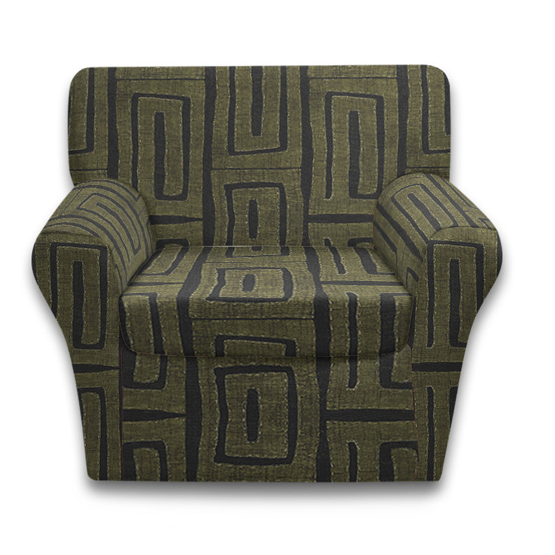 Modern Kuba Cloth Print Fabric - Olive (Item #103OL)