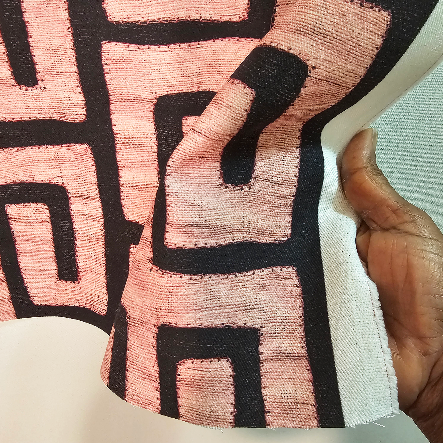Traditional Kuba Cloth Print Fabric - Pink (#102P)