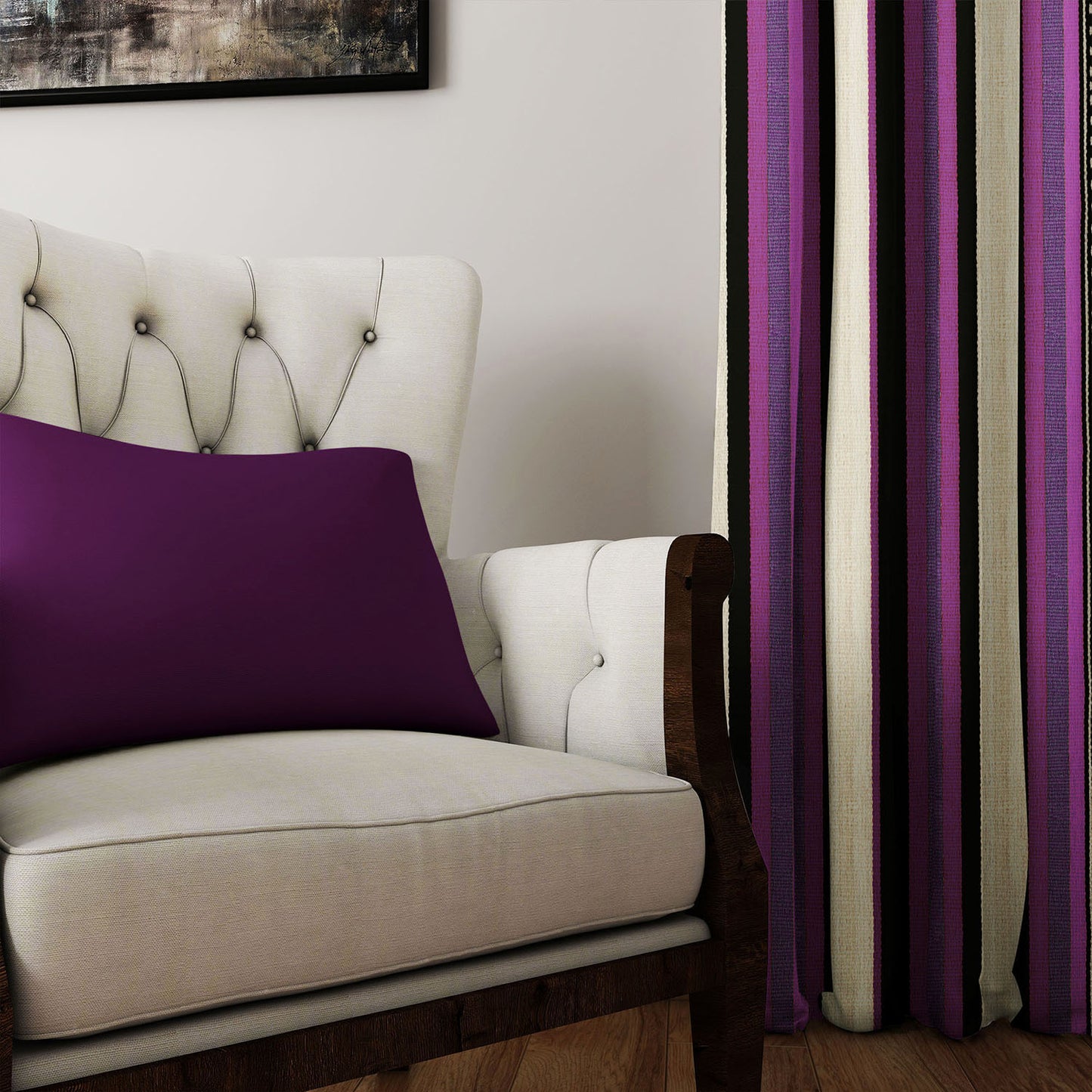 Modern Bohemian Curtains with Blackout in Colorful Ethnic Stripes - Purple