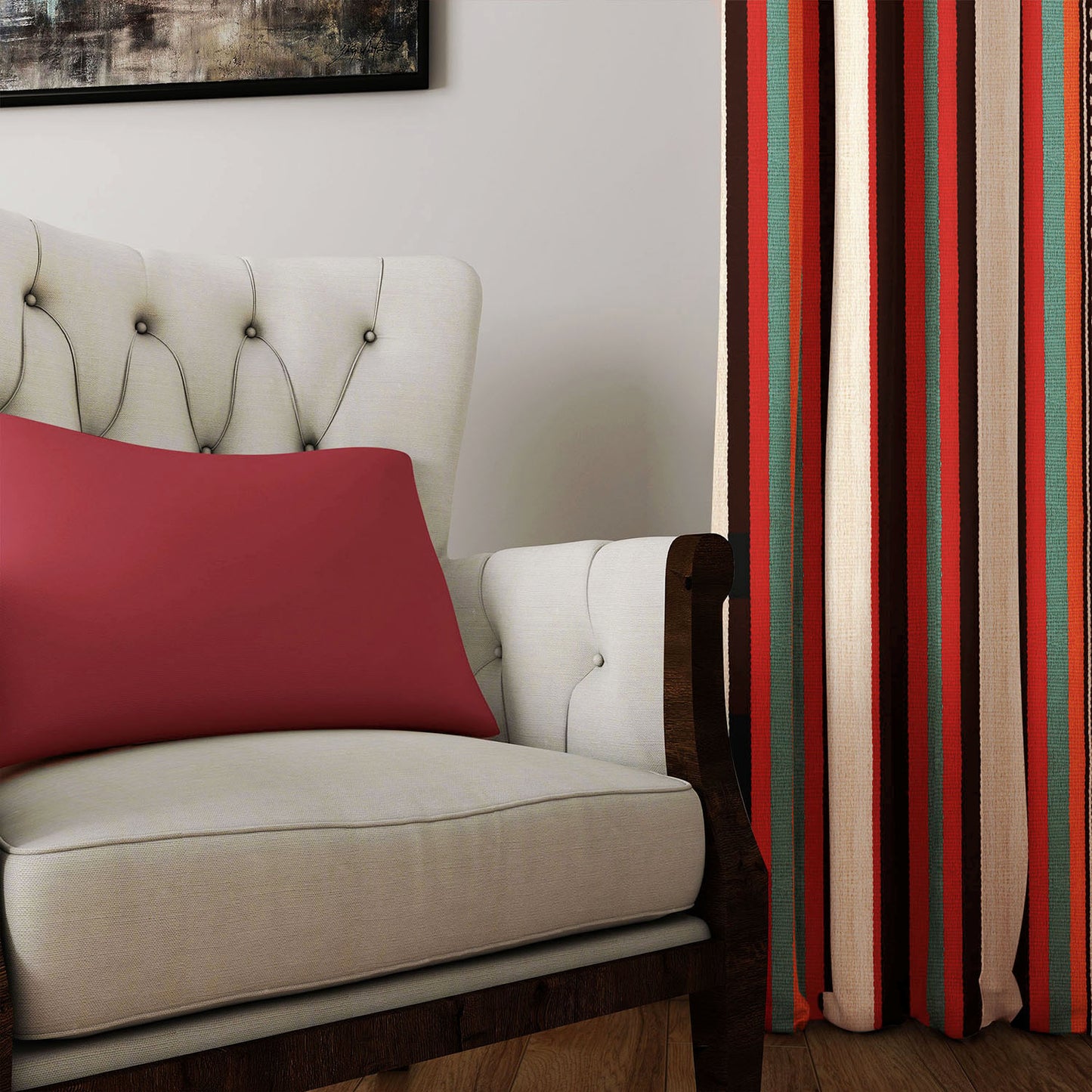 Modern Bohemian Curtains with Blackout in Colorful Ethnic Stripes - Red
