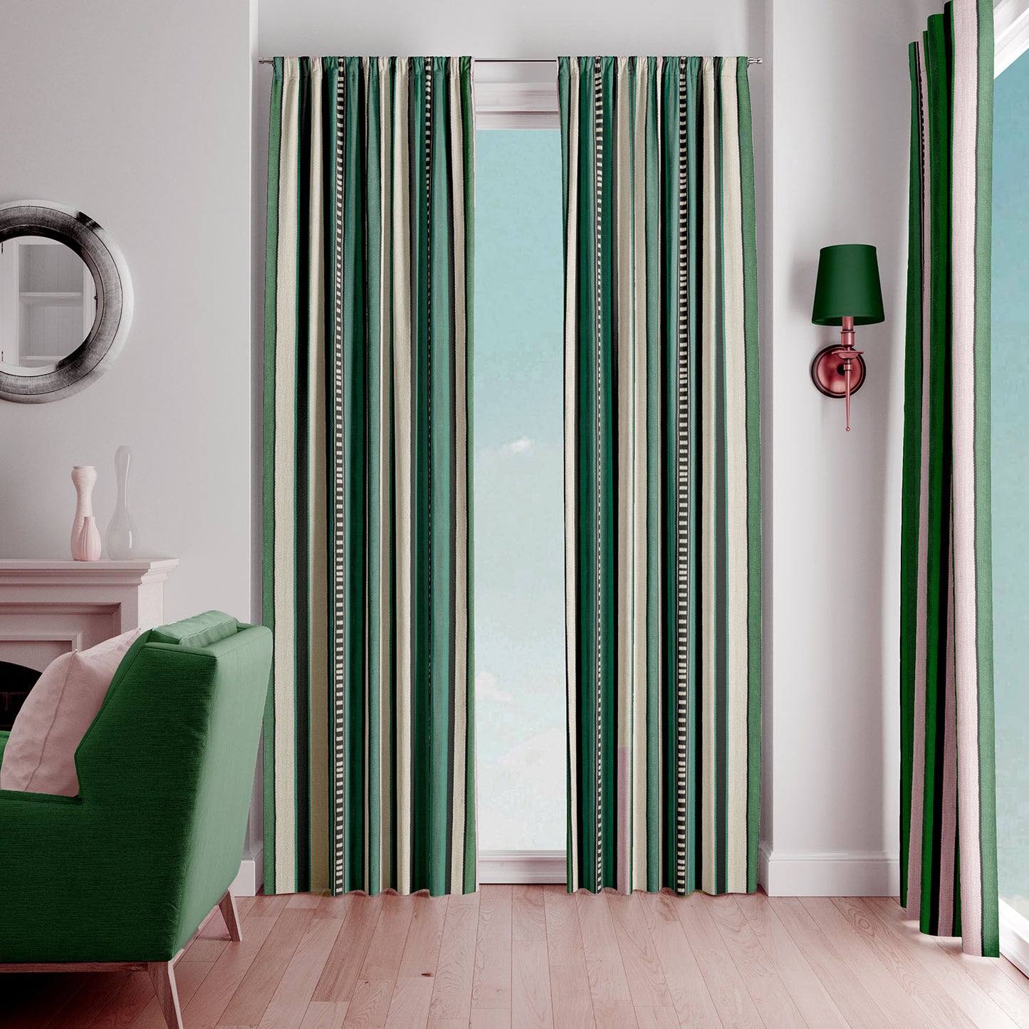 Modern Bohemian Curtains with Blackout in Colorful Ethnic Stripes - Aqua