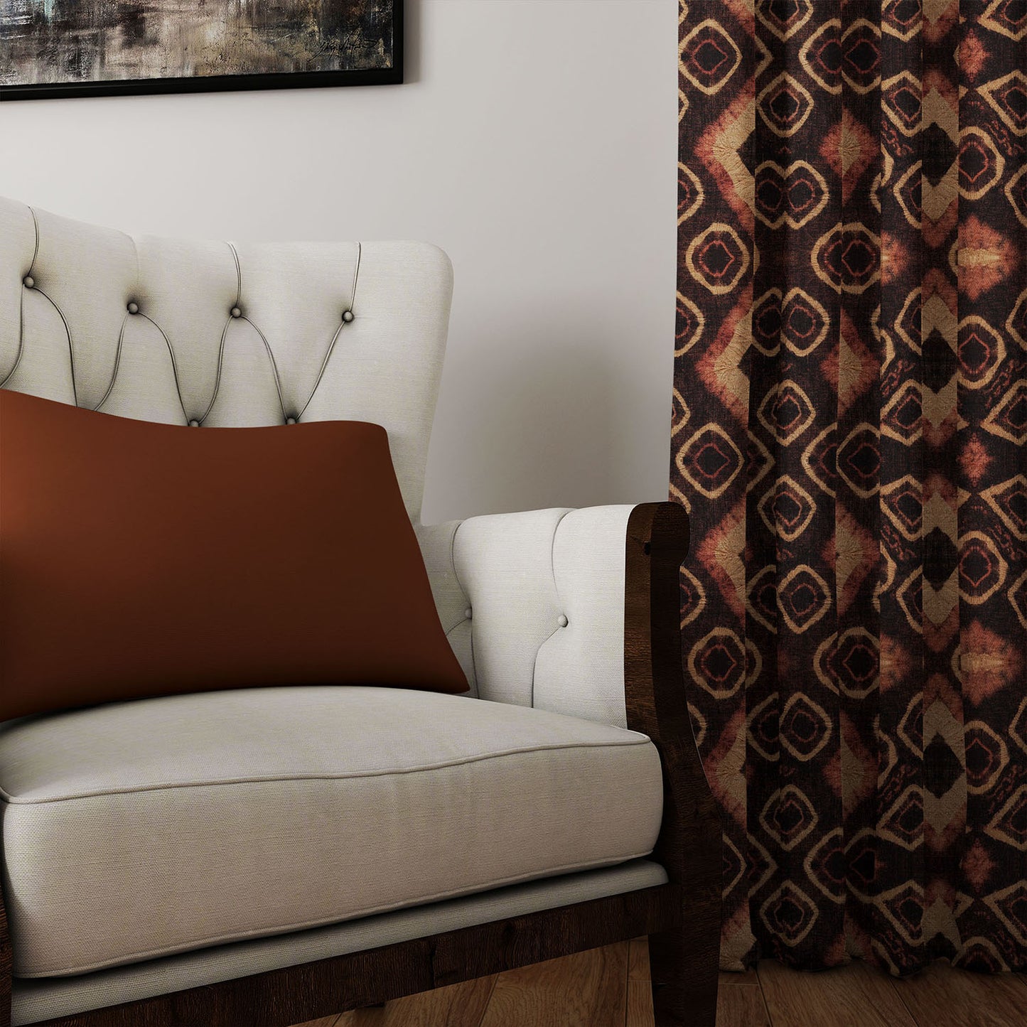Modern Boho Tie Dye Window Curtains - Earthtones