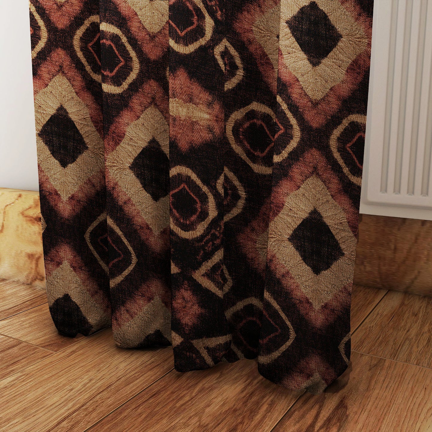 Modern Boho Tie Dye Window Curtains - Earthtones