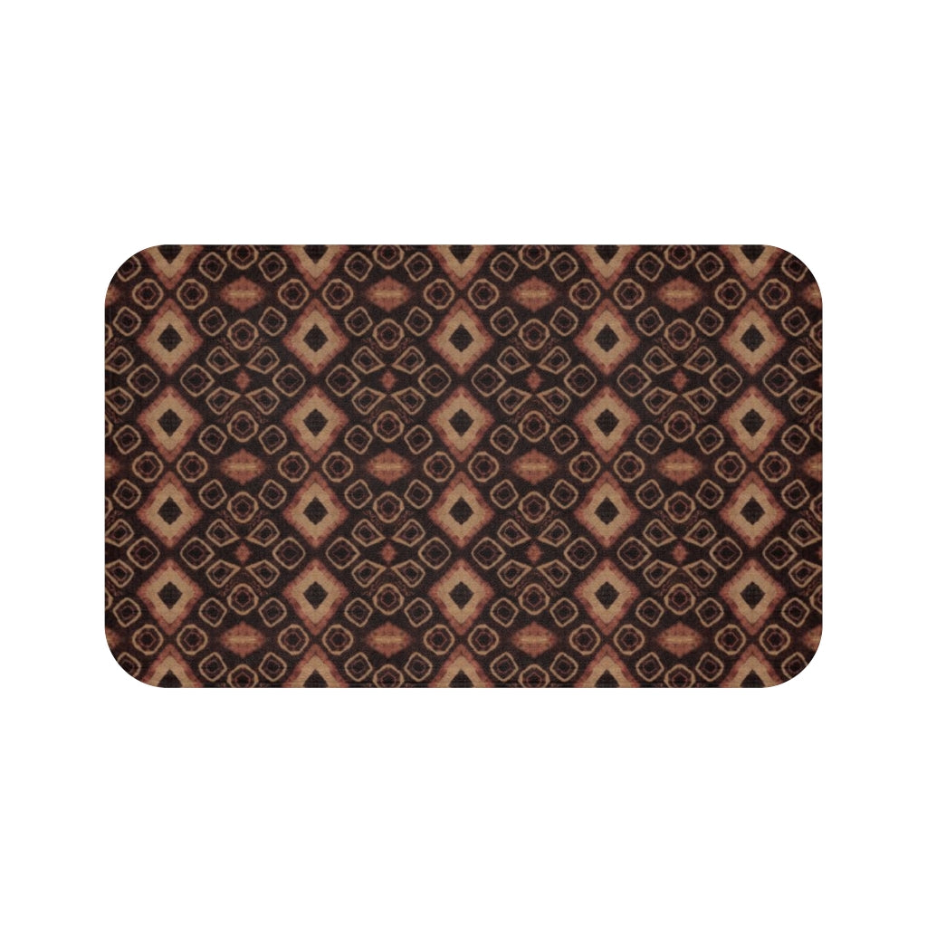 Boho Tie Dyed Kuba Cloth Print Bath Mat