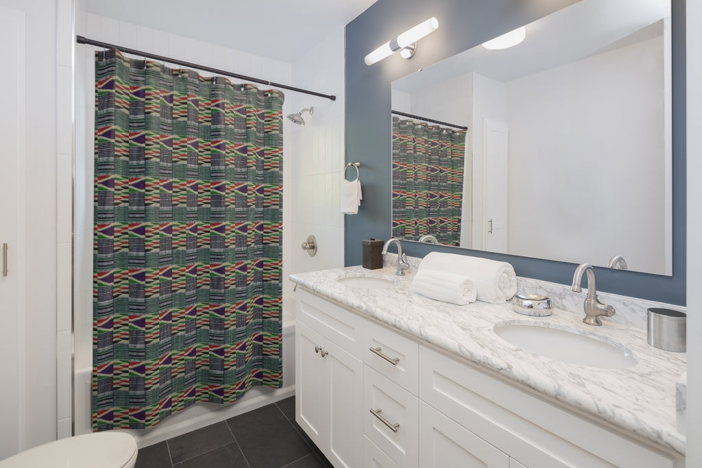 Colorful Ewe Kente Cloth Print Shower Curtain
