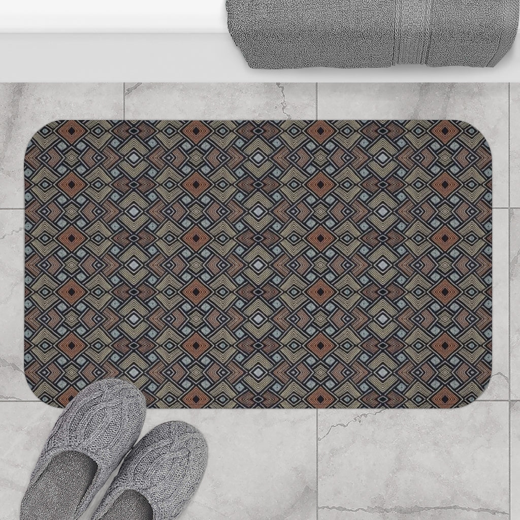 Diamond Kuba Cloth Print Bath Mat