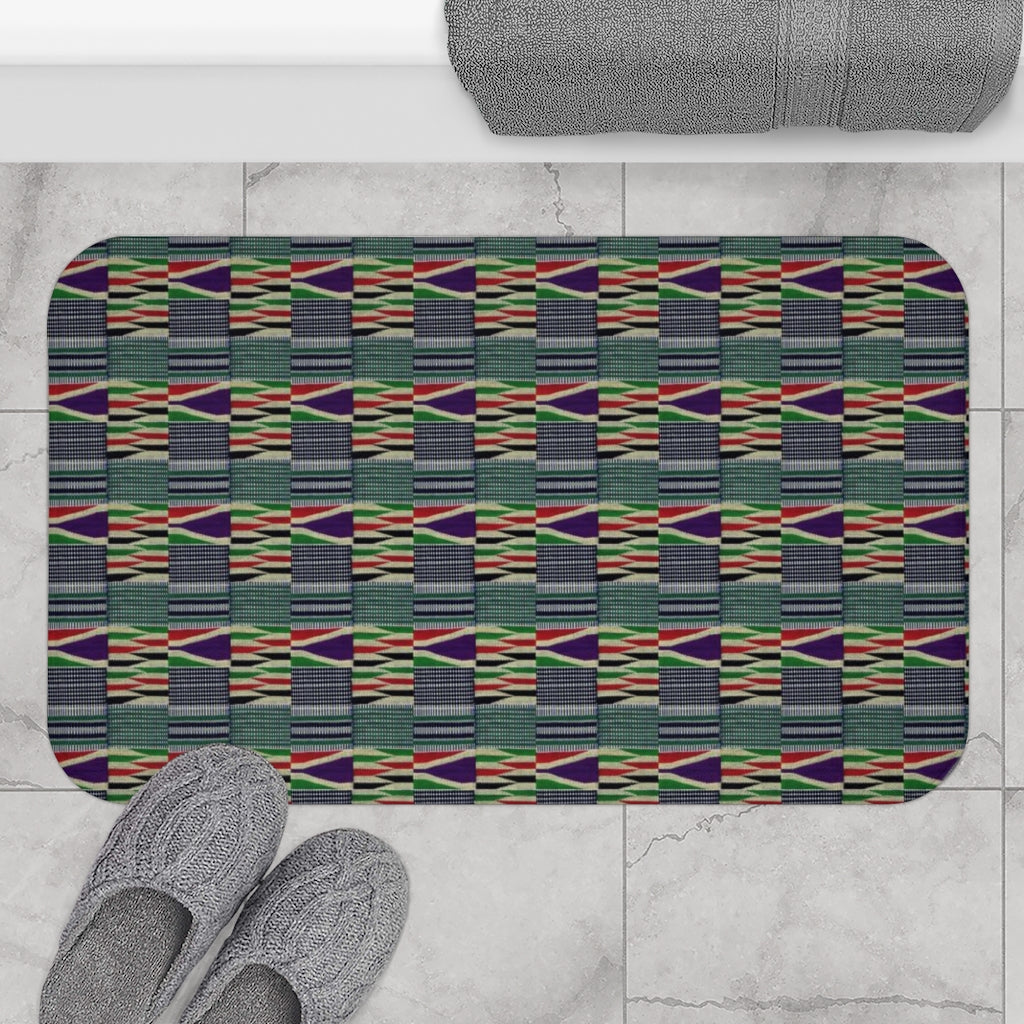 Colorful Ewe Kente Cloth Print Bath Mat