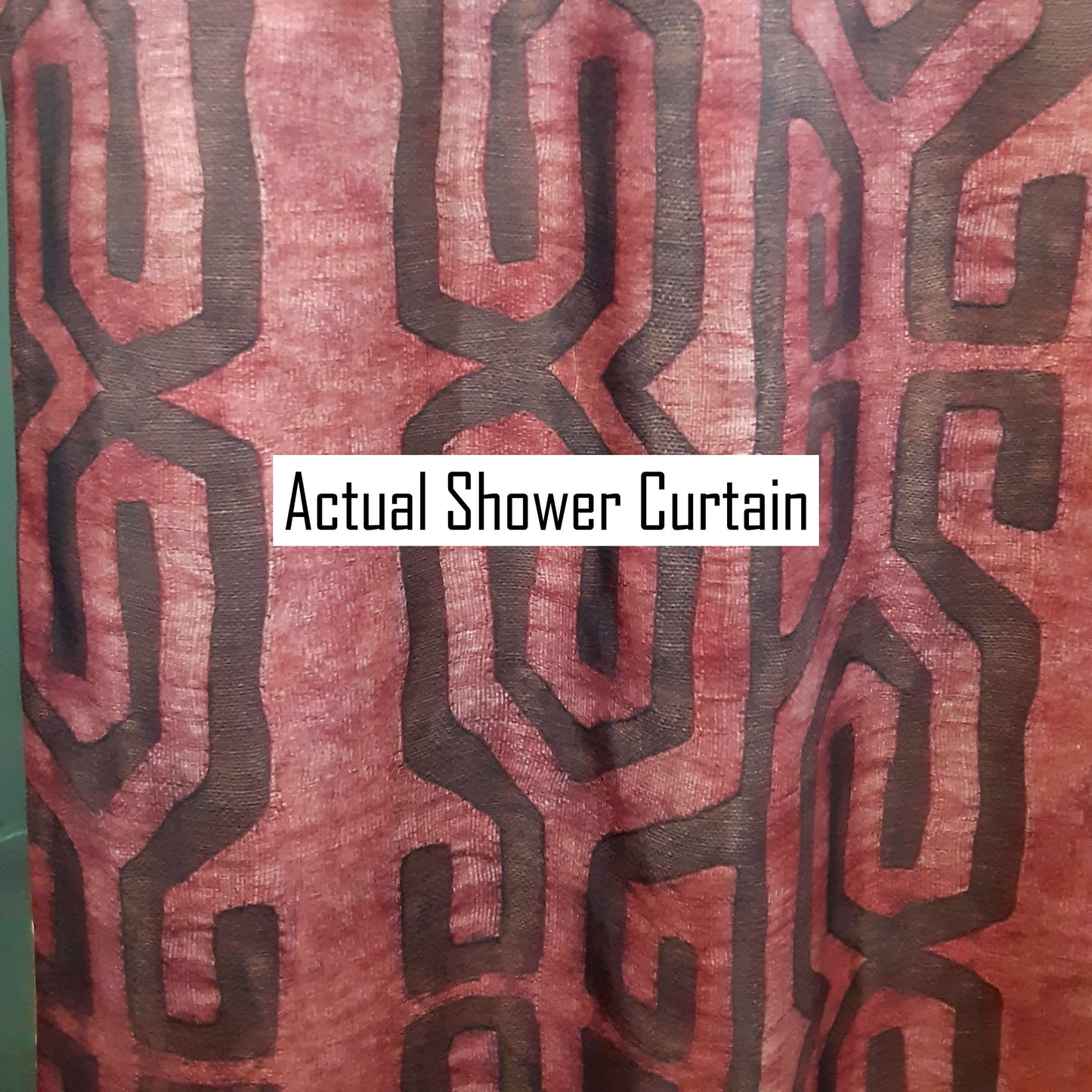 Clay Brick Kuba Raffia Cloth Print Shower Curtain