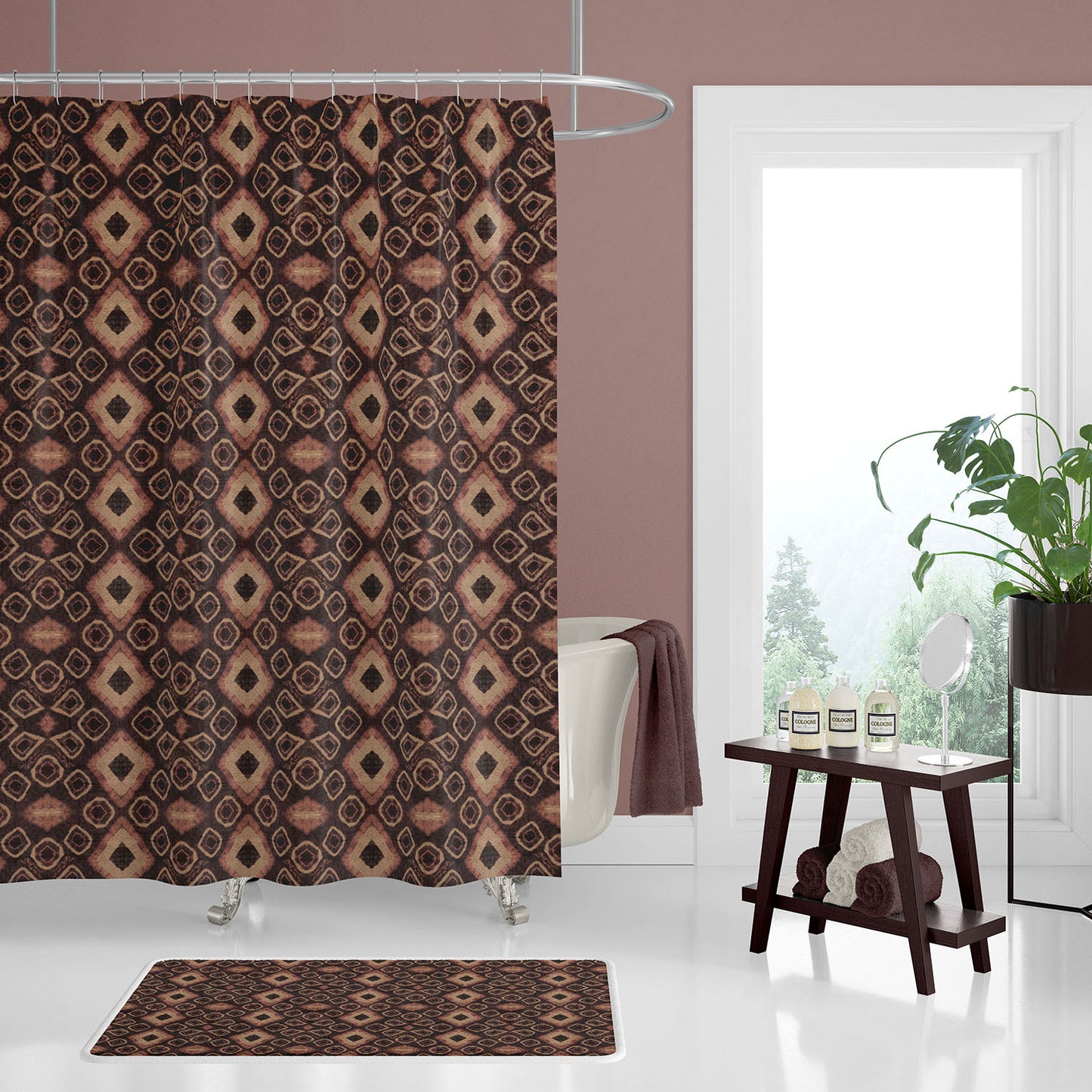 Boho Tie Dye Kuba Cloth Print Shower Curtain