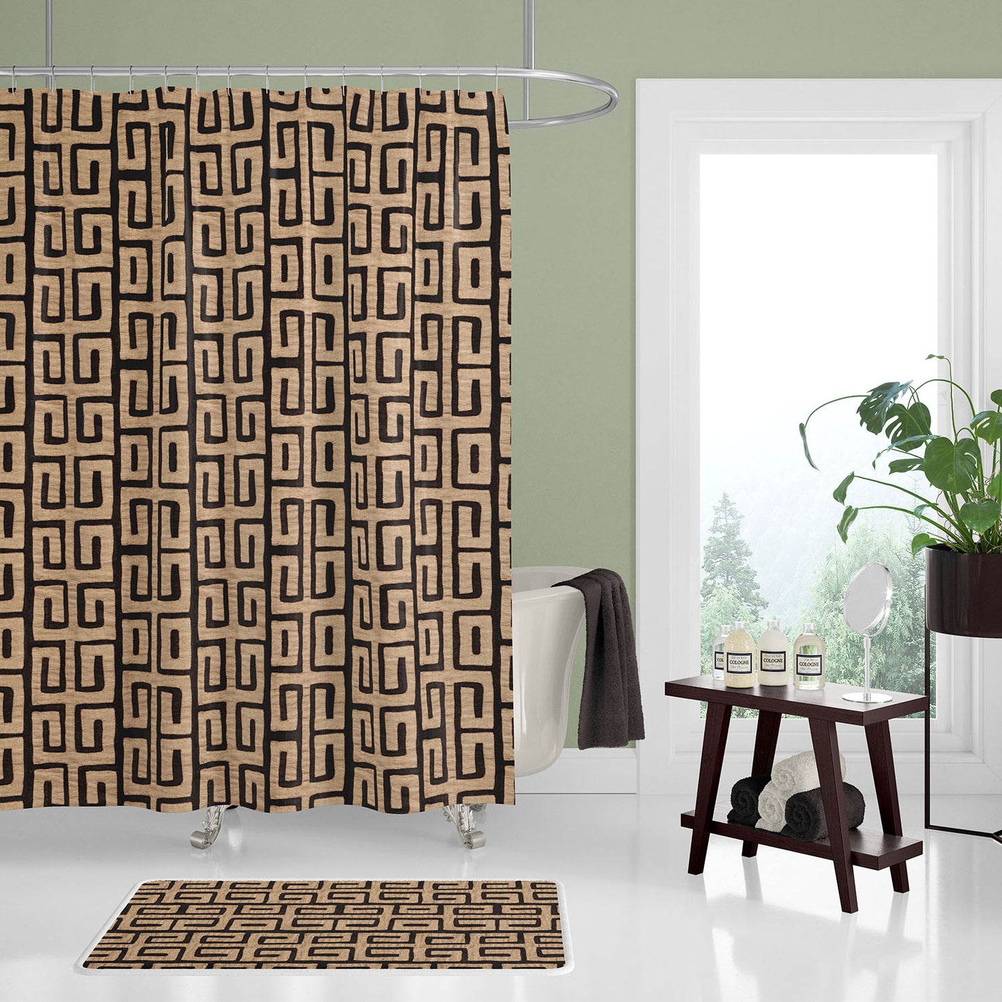 Traditional African Kuba Cloth Print Shower Curtain