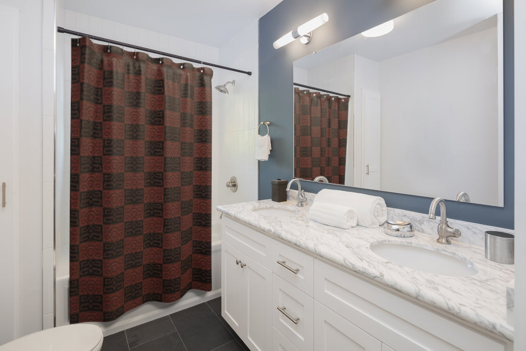 Checkers Kuba Cloth Print Shower Curtain