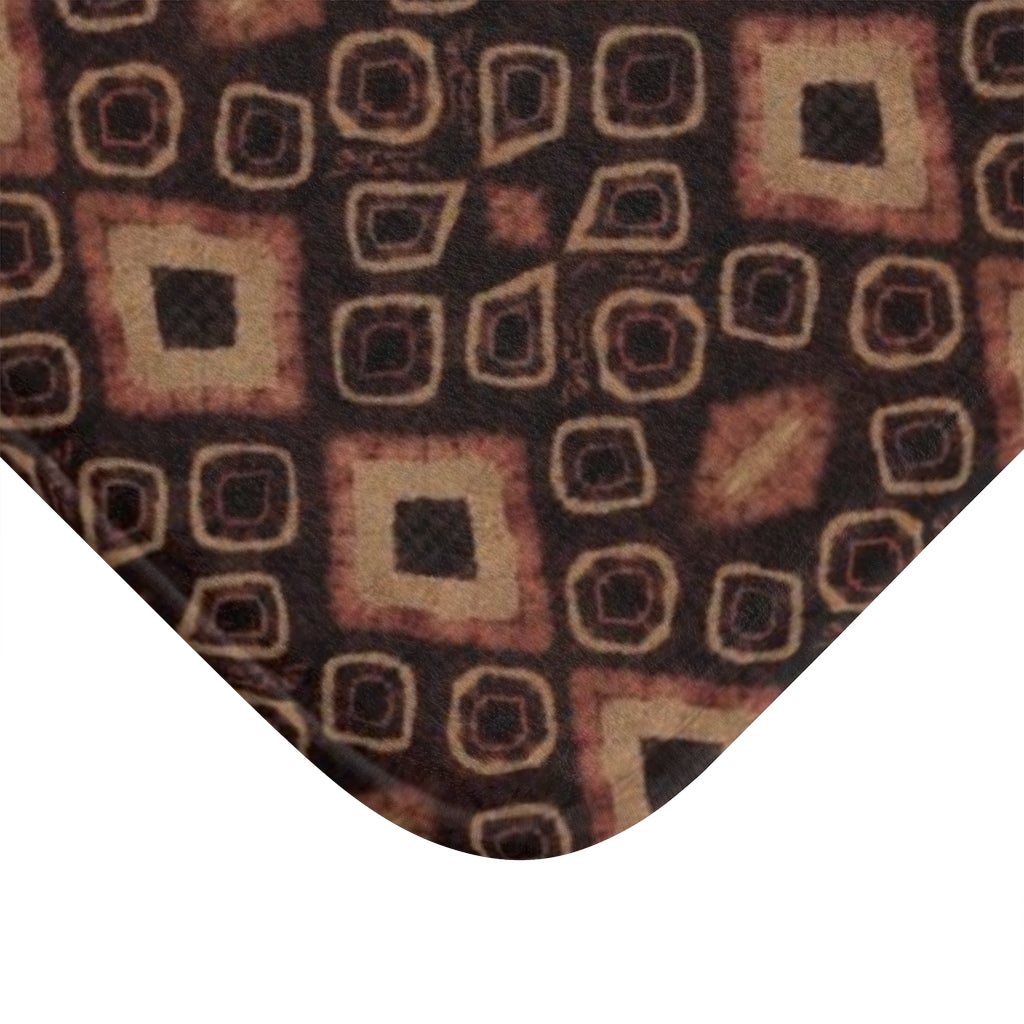 Boho Tie Dyed Kuba Cloth Print Bath Mat