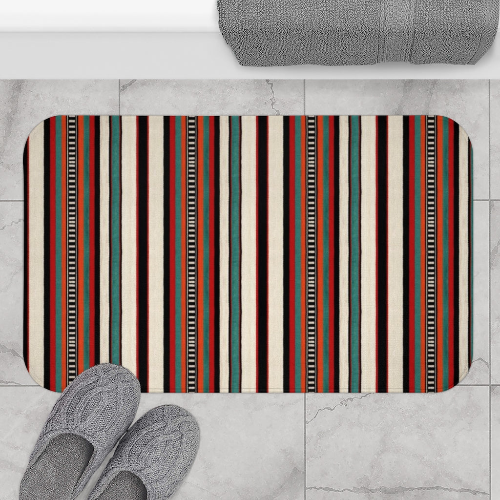 Djerma Blanket Stripes Fabric Print Bath Mat