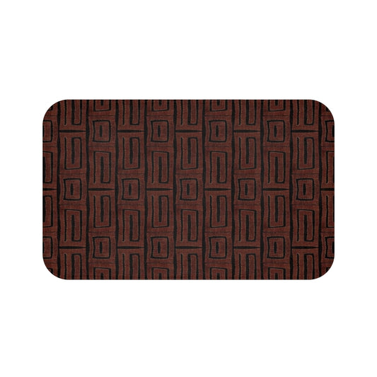 African Brown Stripe Kuba Cloth Print Bath Mat
