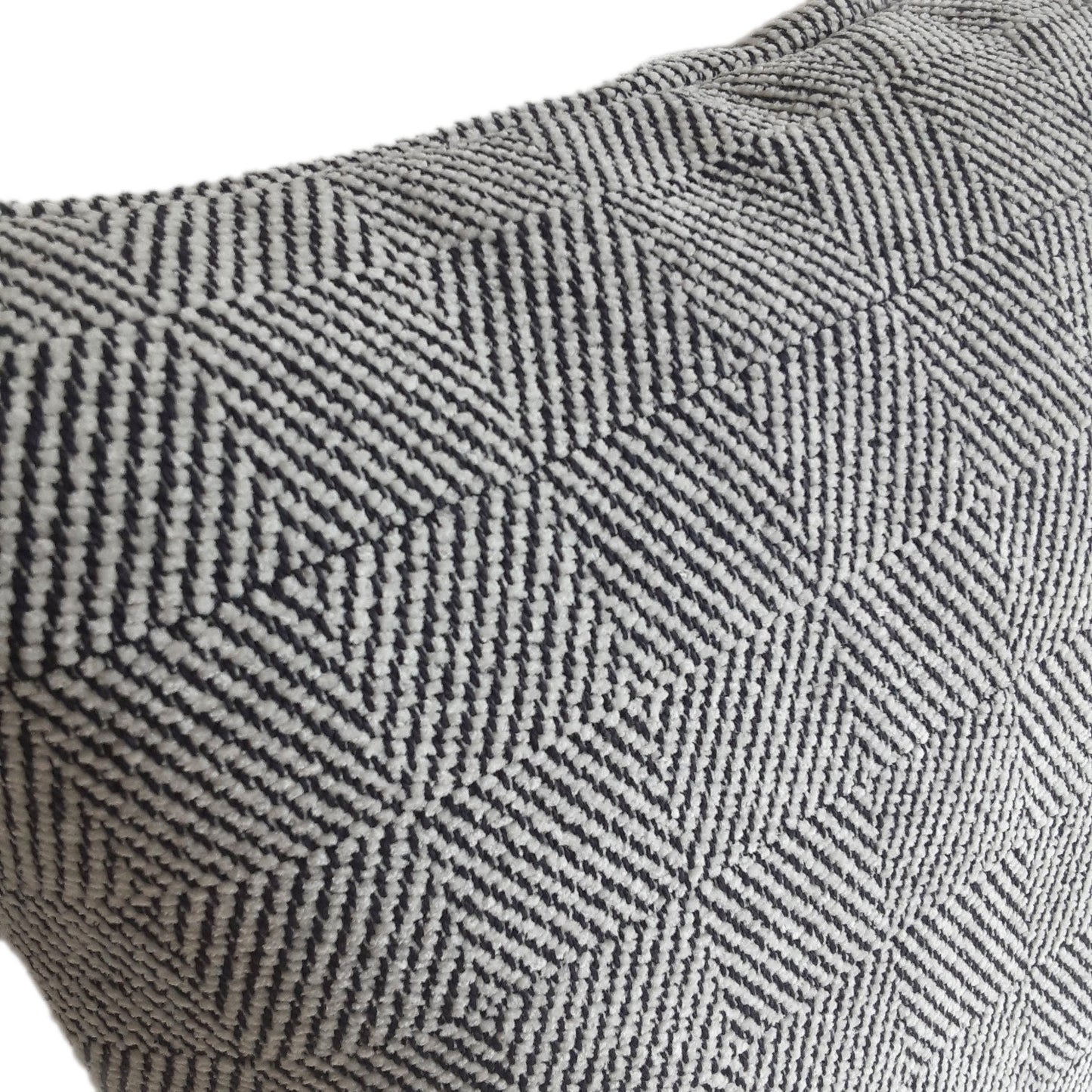 Modern Black and White Pillow Cover in Plush Chenille with Lines and Squares Pattern Design - 18x18  20x20