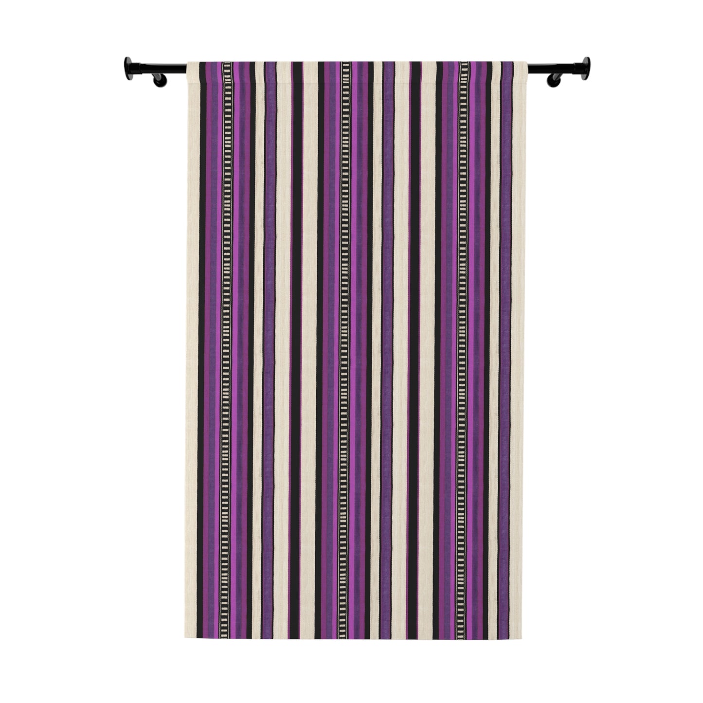 Modern Bohemian Curtains with Blackout in Colorful Ethnic Stripes  - Purple