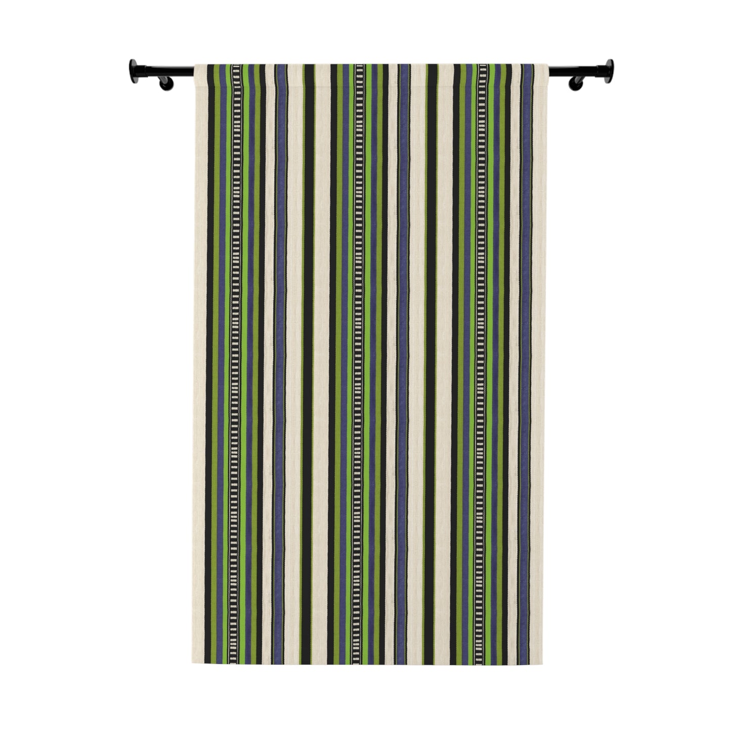 Modern Bohemian Curtains with Blackout in Colorful Ethnic Stripes - Green