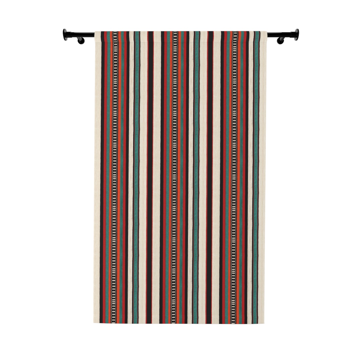 Modern Bohemian Curtains with Blackout in Colorful Ethnic Stripes - Red