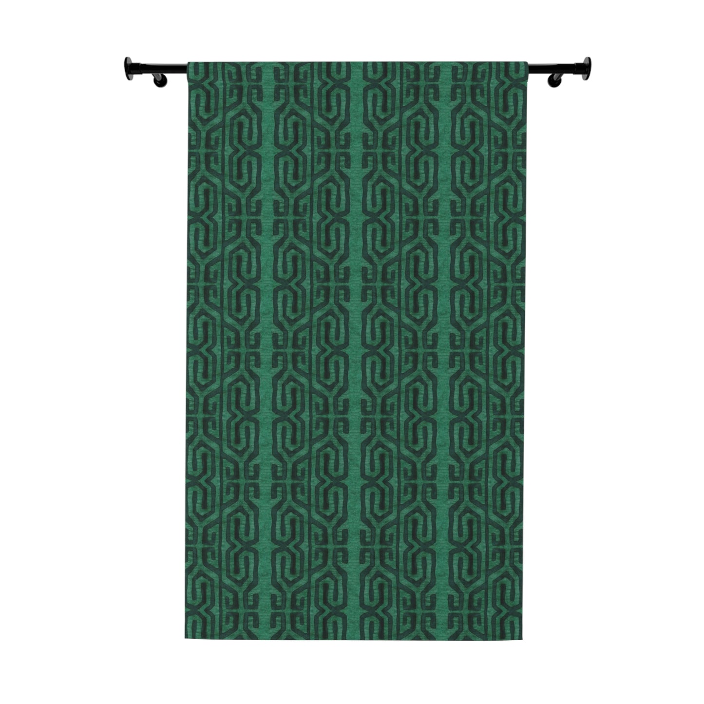 Modern Boho Blackout Curtains in Tribal Kuba Cloth - Jade