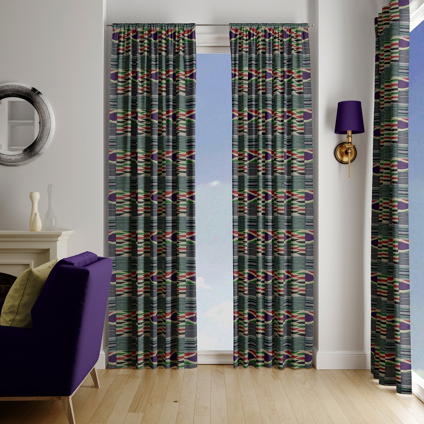 Boho Curtains in African Kente Cloth Inspired - Traditional