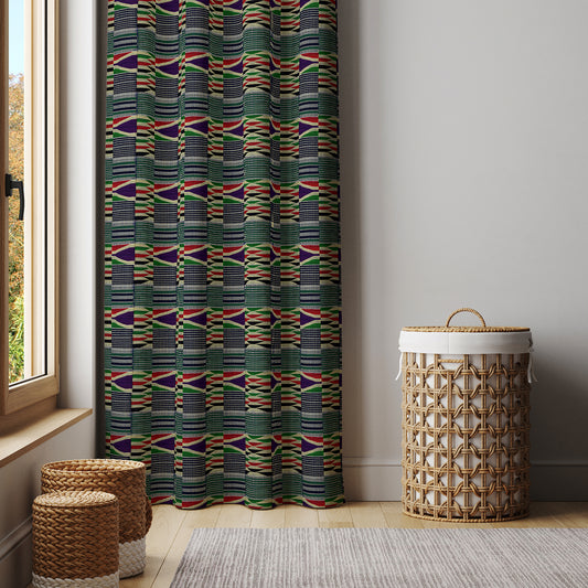 Boho Curtains in African Kente Cloth Inspired - Traditional