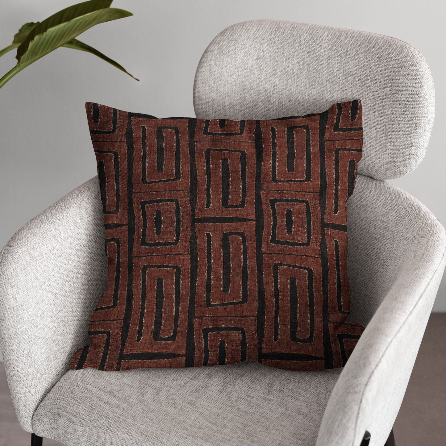 AnitaveeTextile Kuba Cloth Pillows Print in Brown and Black - 3 Sizes