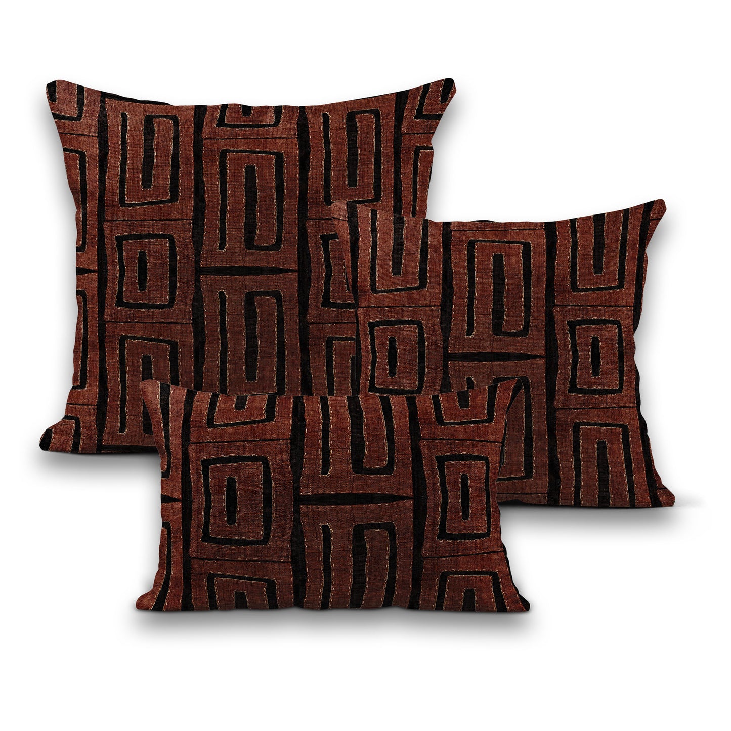 AnitaveeTextile Kuba Cloth Pillows Print in Brown and Black - 3 Sizes