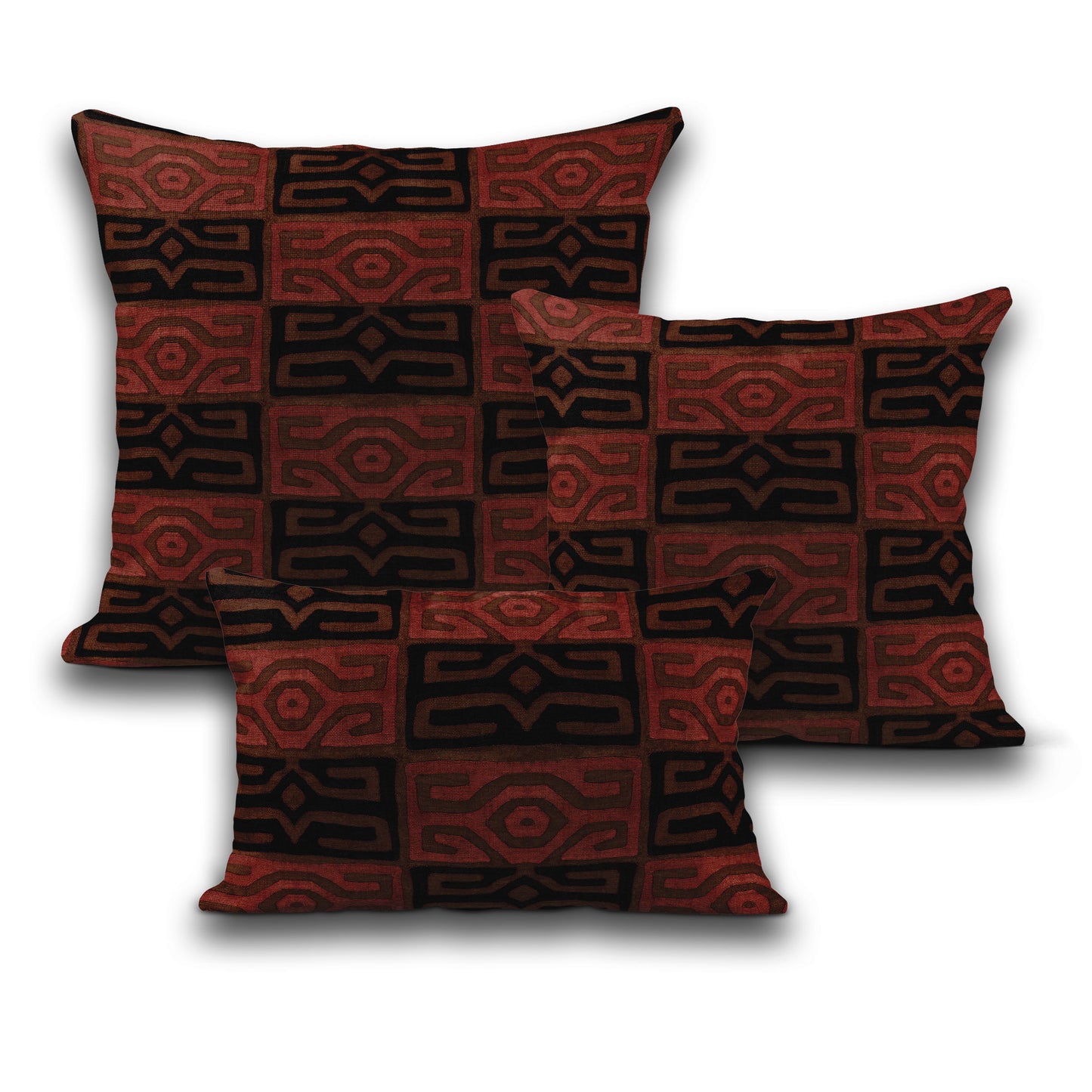 AnitaveeTextile African Kuba Cloth Pillows Print Cover and Insert - 3 Sizes