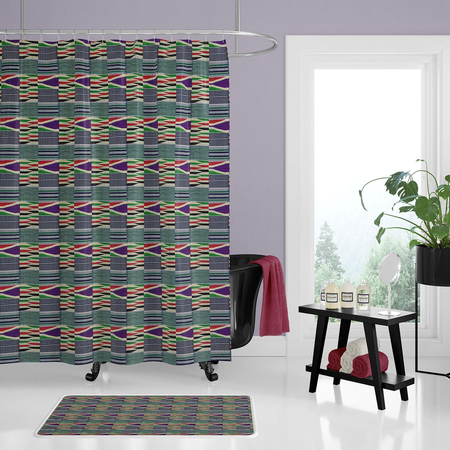 Colorful Ewe Kente Cloth Print Shower Curtain