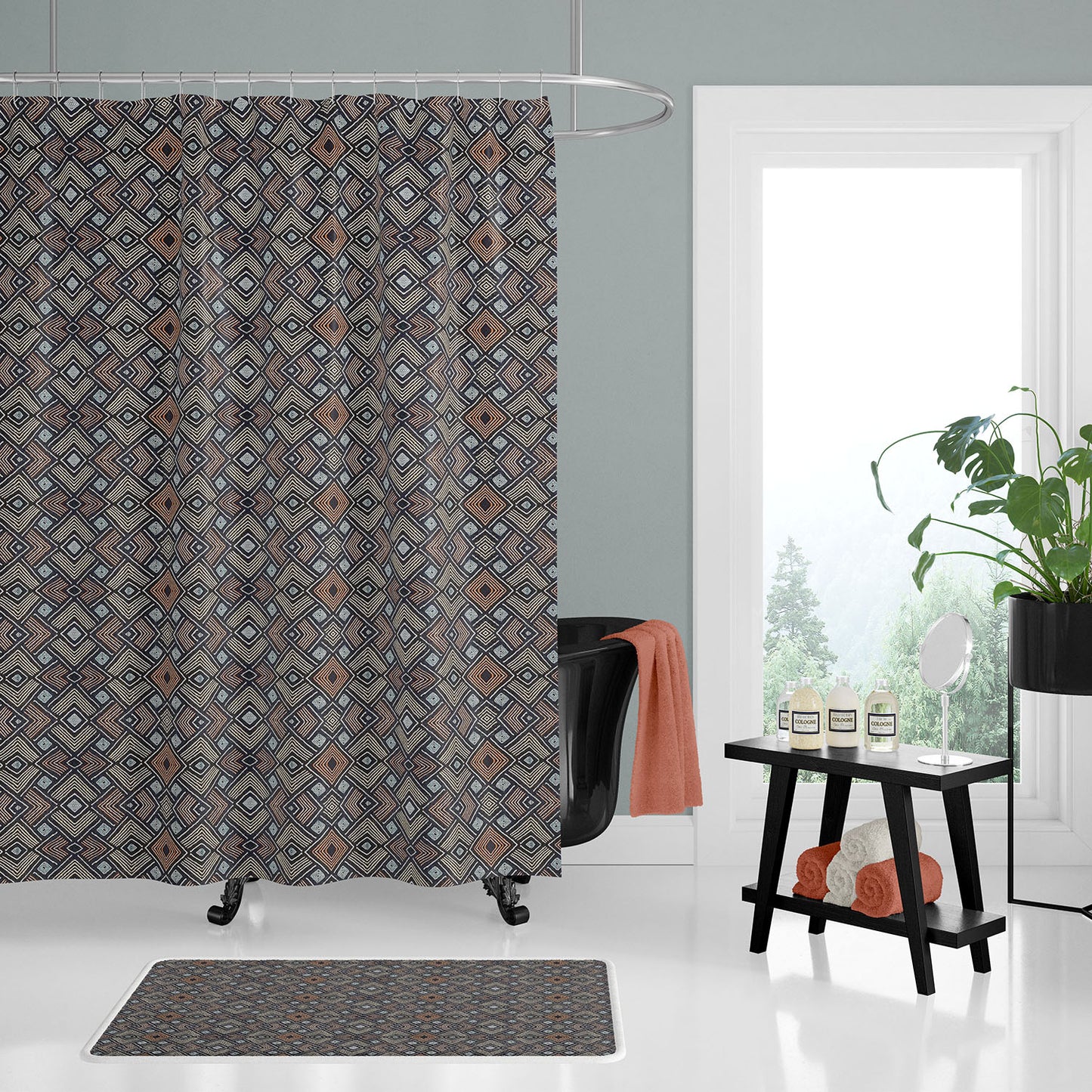 Diamond Kuba Cloth Print Shower Curtain