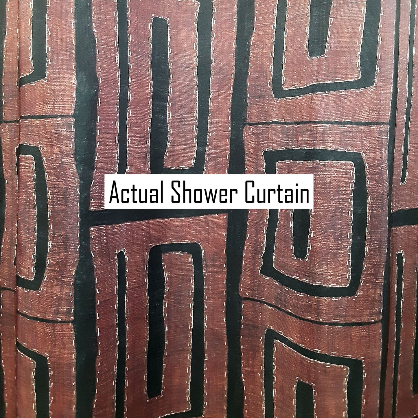 African Brown Stripe Kuba Cloth Shower Curtain