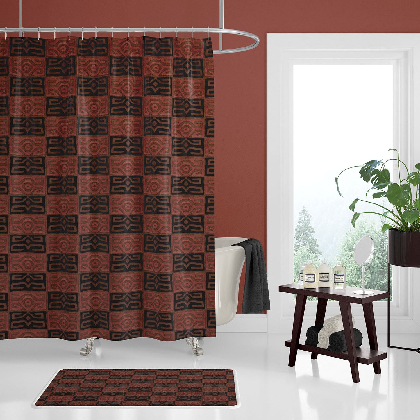 Checkers Kuba Cloth Print Shower Curtain