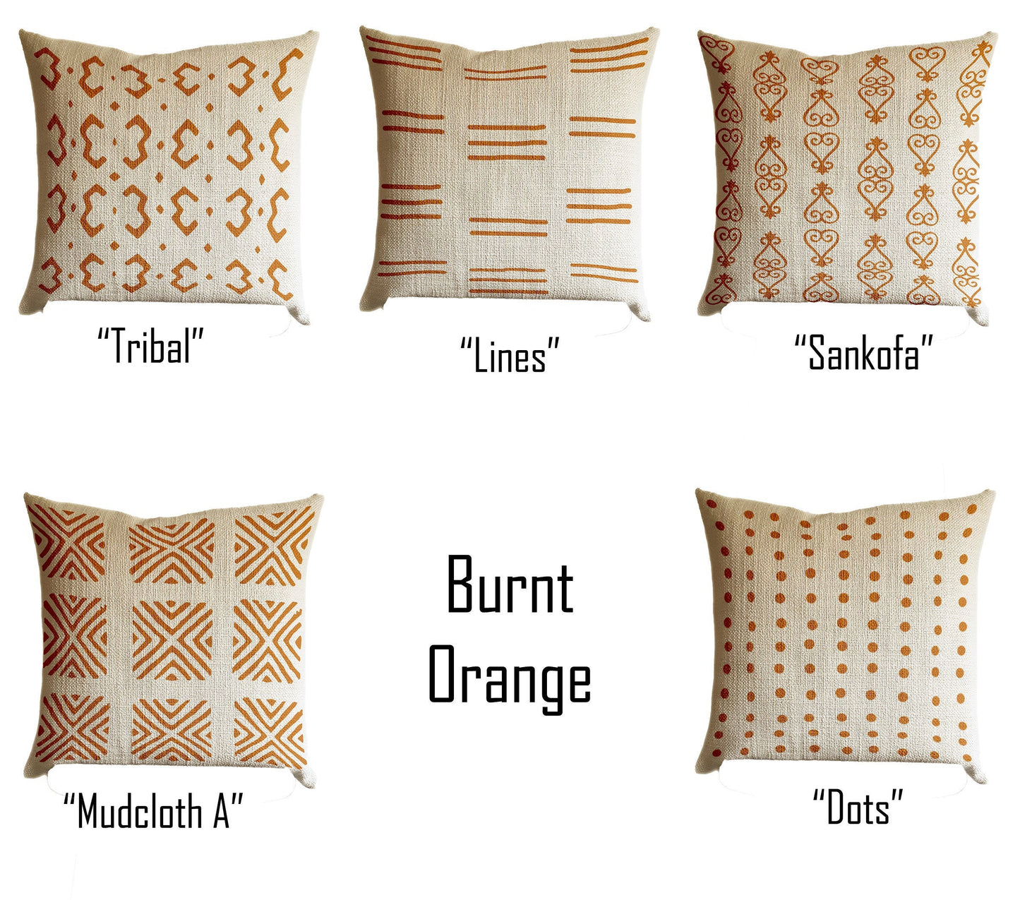 Burnt Orange Pillow Cover, Tribal Urban Ethnic Square 18x18 in Natural Ivory Oatmeal Color Textured Woven Fabric in Modern Boho Home Decor