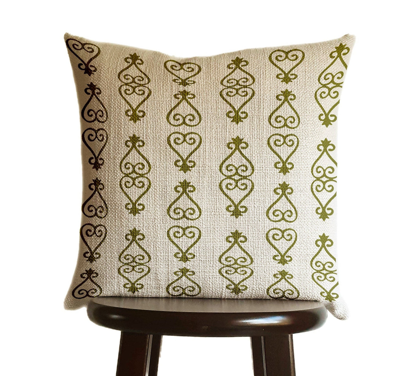 Moss Olive Green Pillow Cover, Tribal Urban Ethnic Square 18x18 in