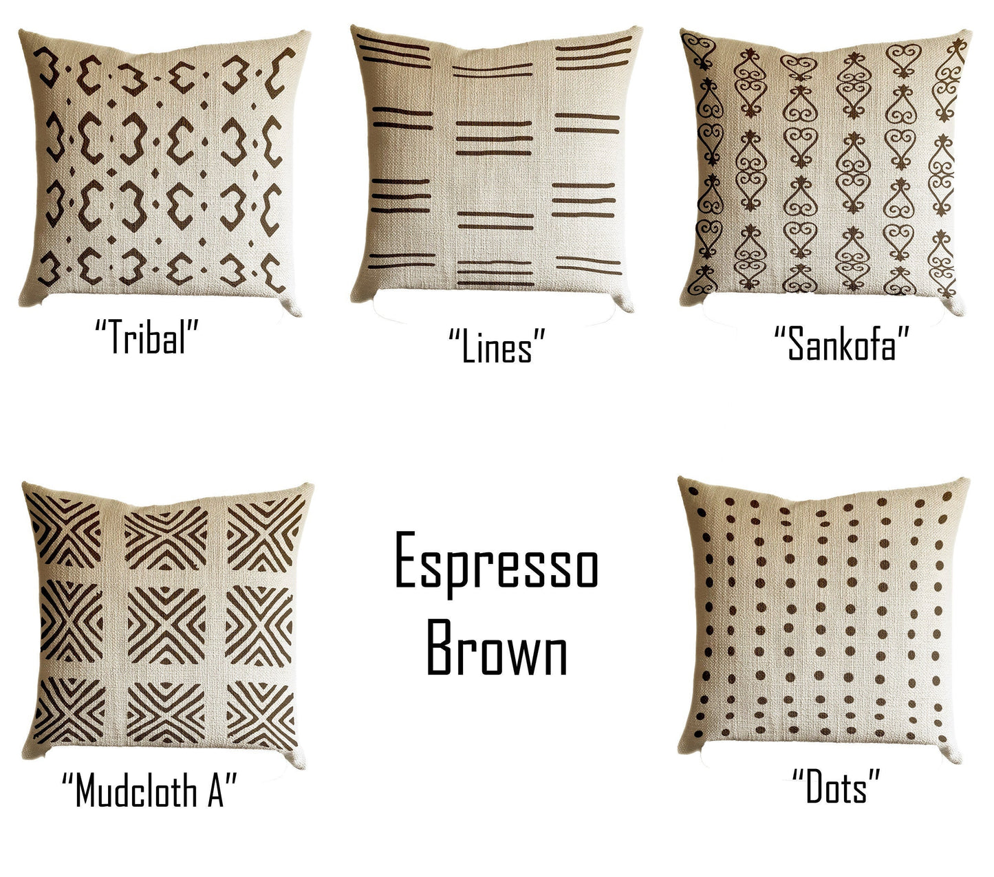 Espresso Dark Brown Pillow Cover, Tribal Urban Ethnic Square 18x18 in Natural Oatmeal Color Textured Woven Fabric in Modern Boho Home Decor